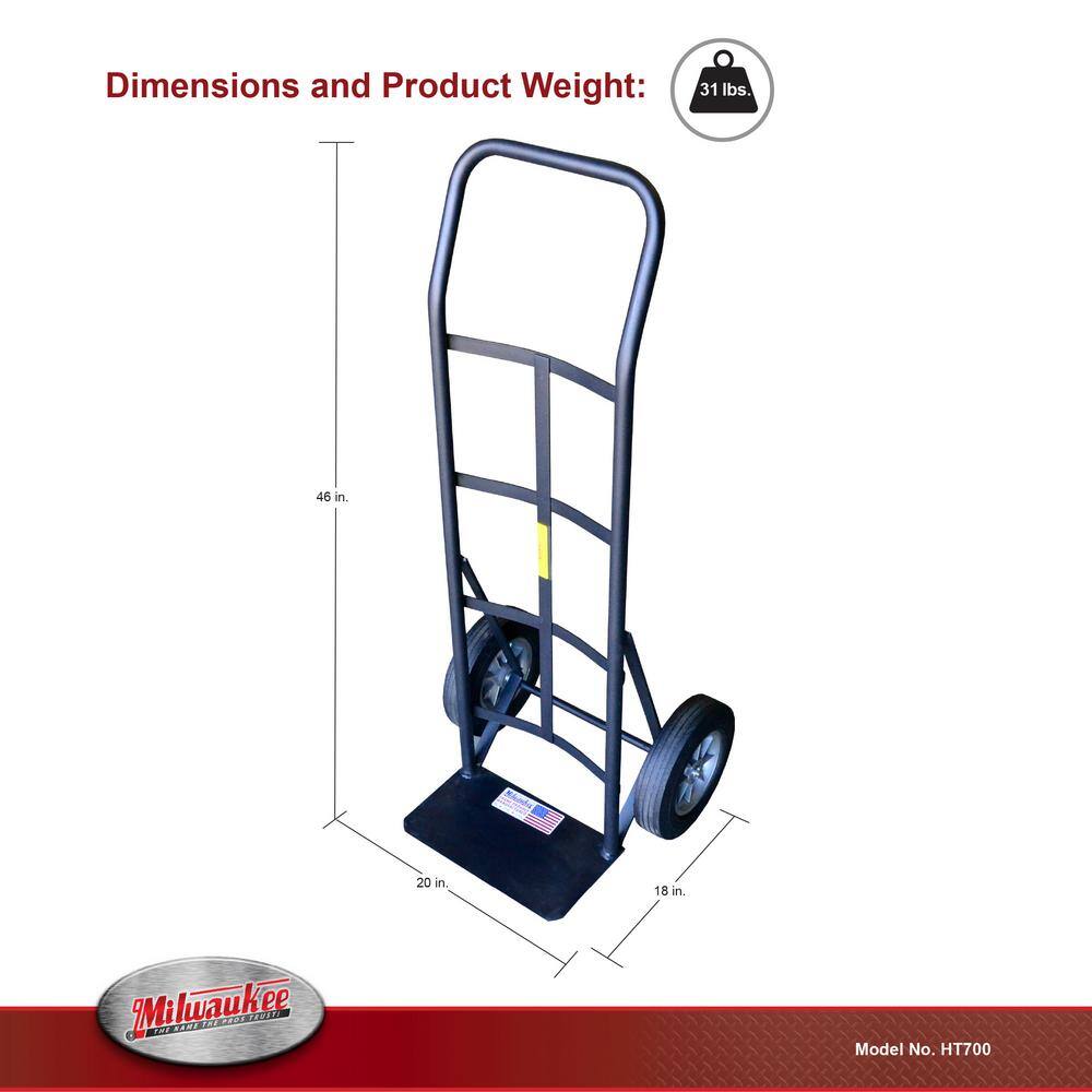 Milwaukee 600 lb. Capacity Flow Back Solid Tire Hand Truck HT700