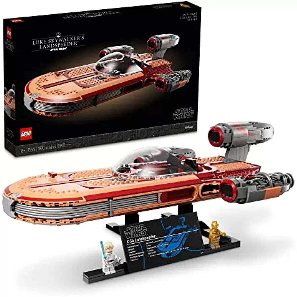 Star Wars Luke Skywalker’s Landspeeder 75341 Collectible Building Display Set for Adult Fans of Star Wars (1,890 Pieces)