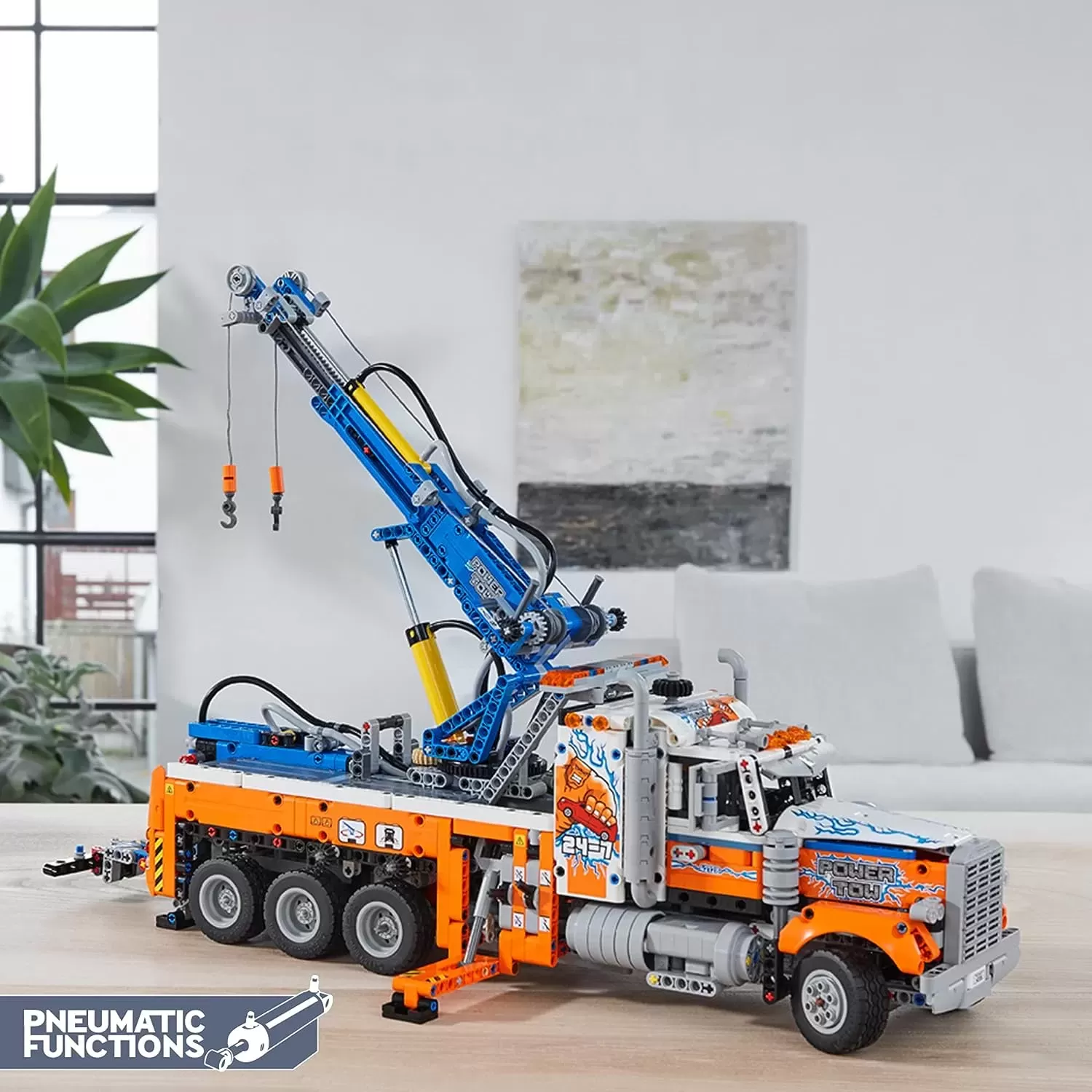 Technic Heavy-Duty Tow Truck 42128 with Crane Toy Model Building Set, Engineering for Kids Seriesv