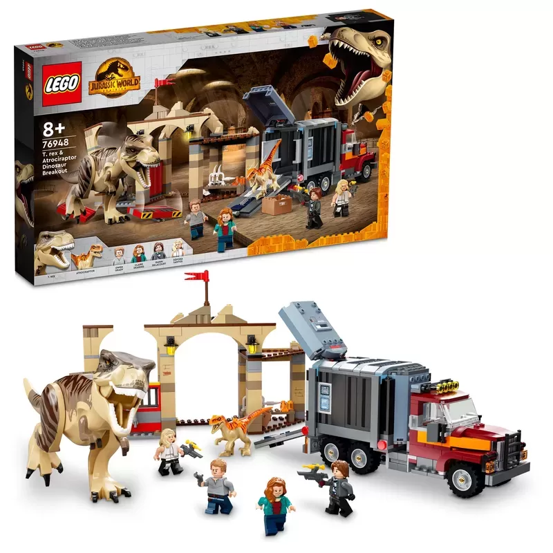 JURASSIC WORLD T. REX & ATROCIRAPTOR DINOSAUR BREAKOUT 76948