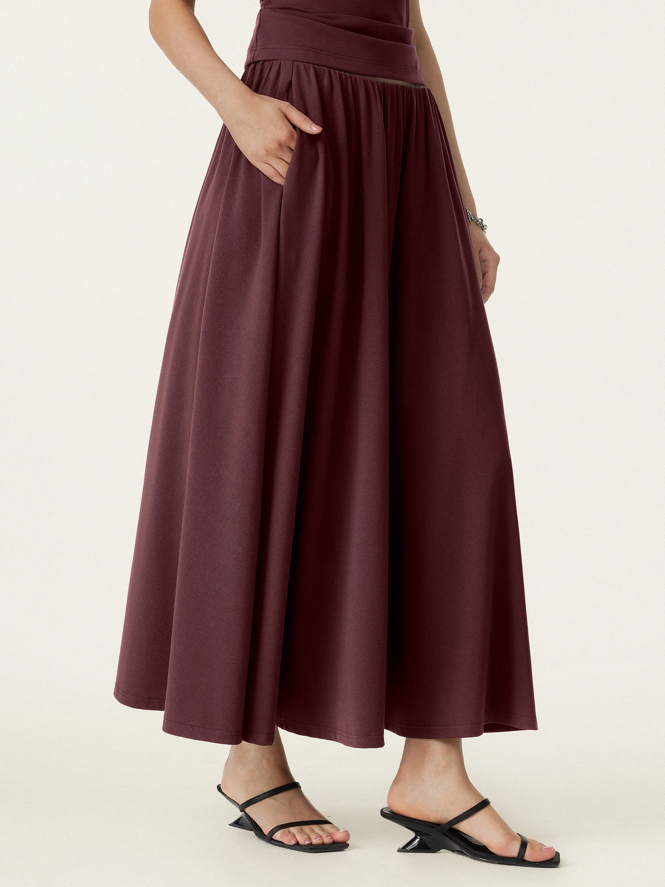Umbrella Maxi Skirt with Pockets