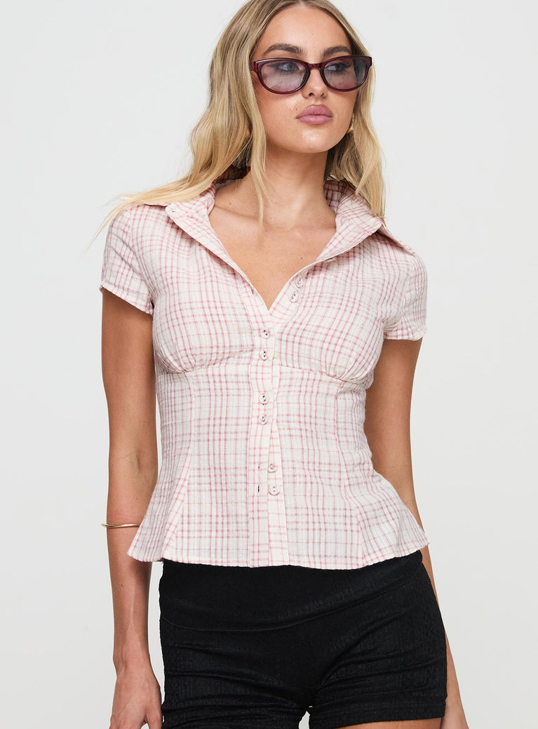Two-button checked shirt