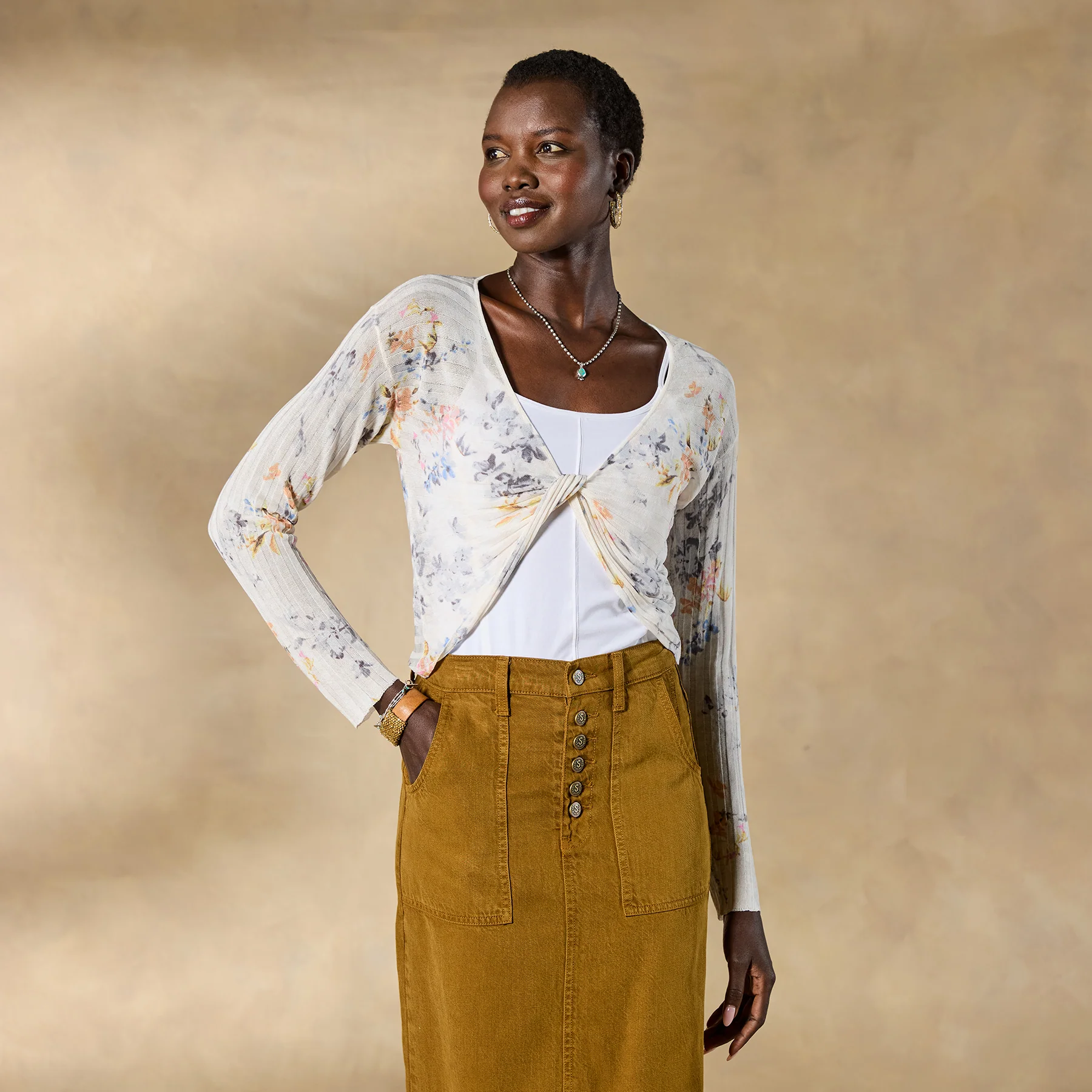 Tabiona Twist-Front Cardigan