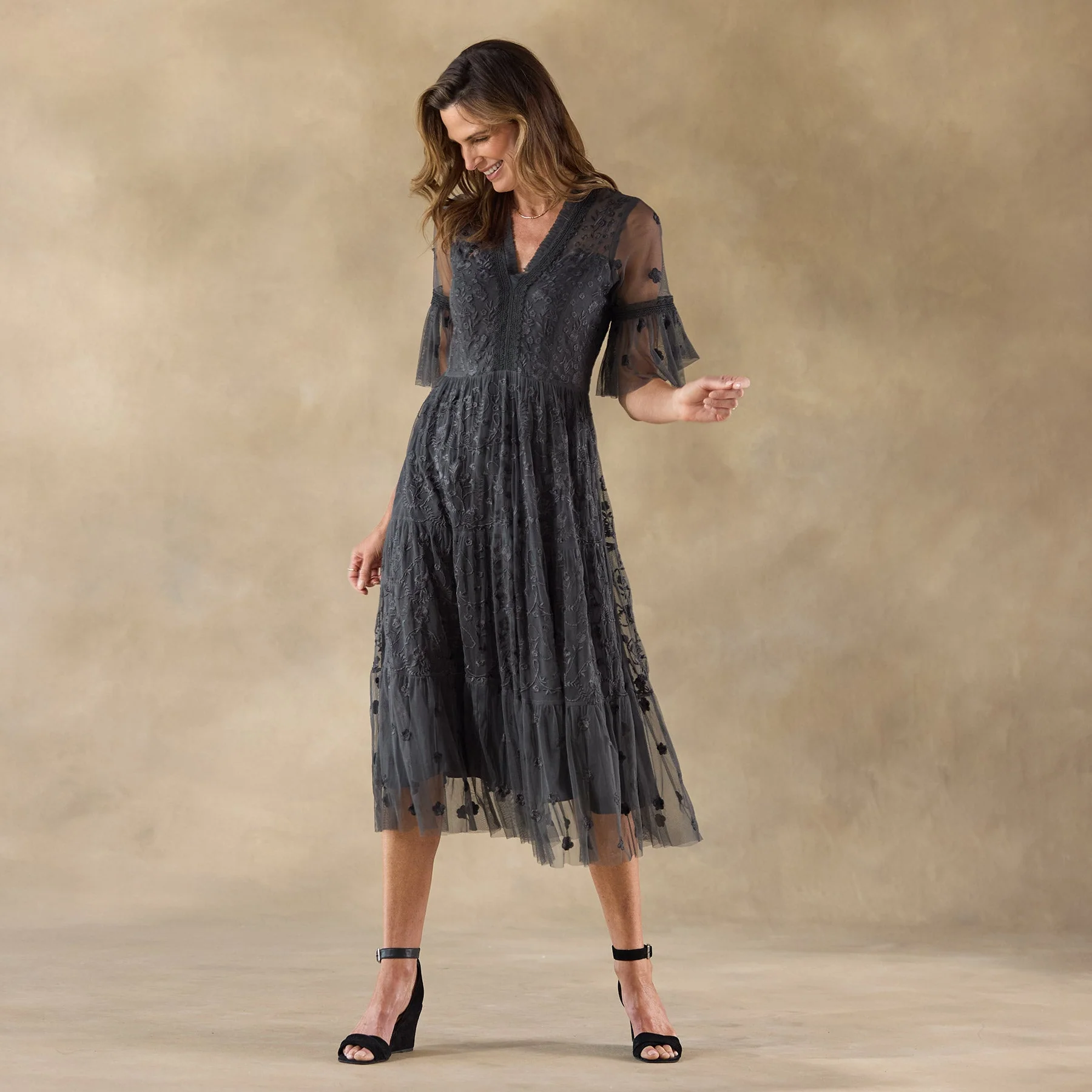 Claudine Mesh Dress, Petite