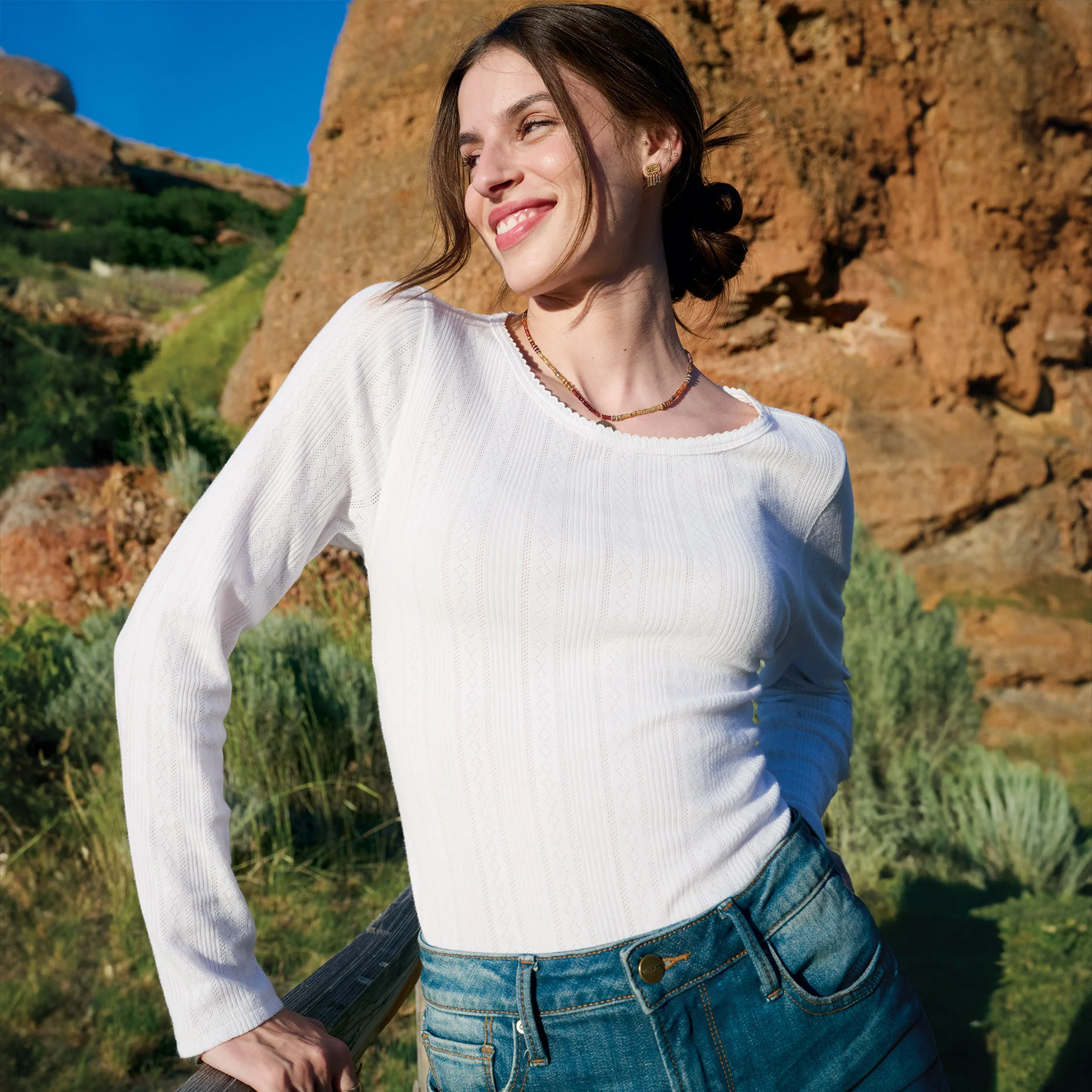 Perfect Pointelle Crewneck