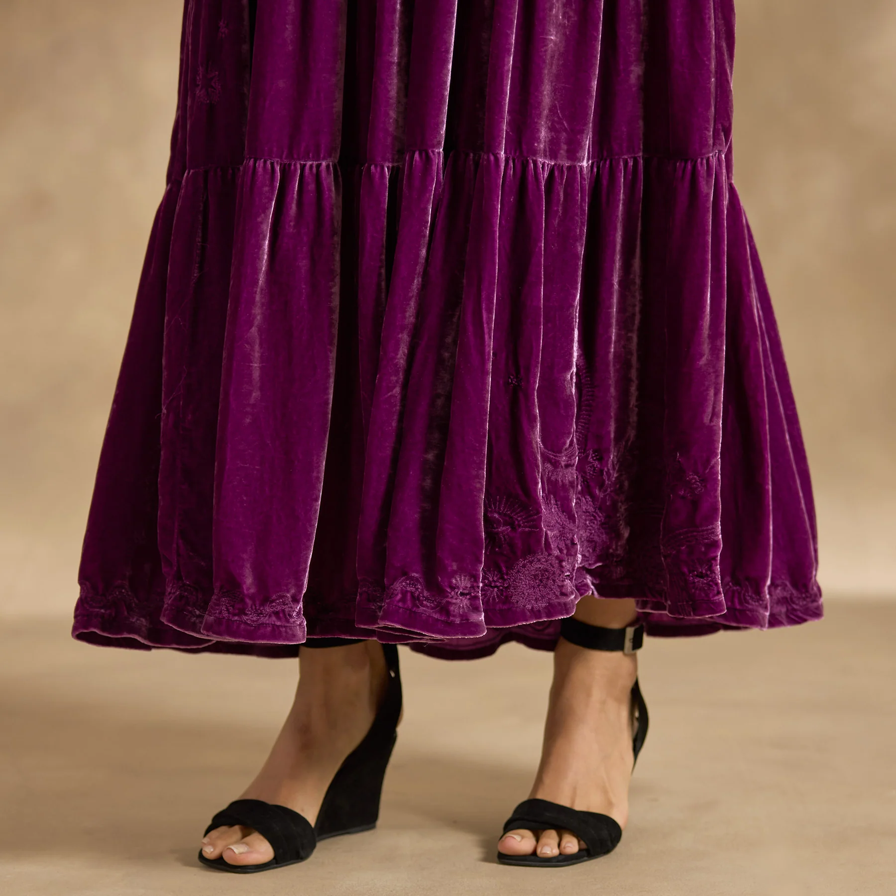 Velvet Dolman Tiered Dress