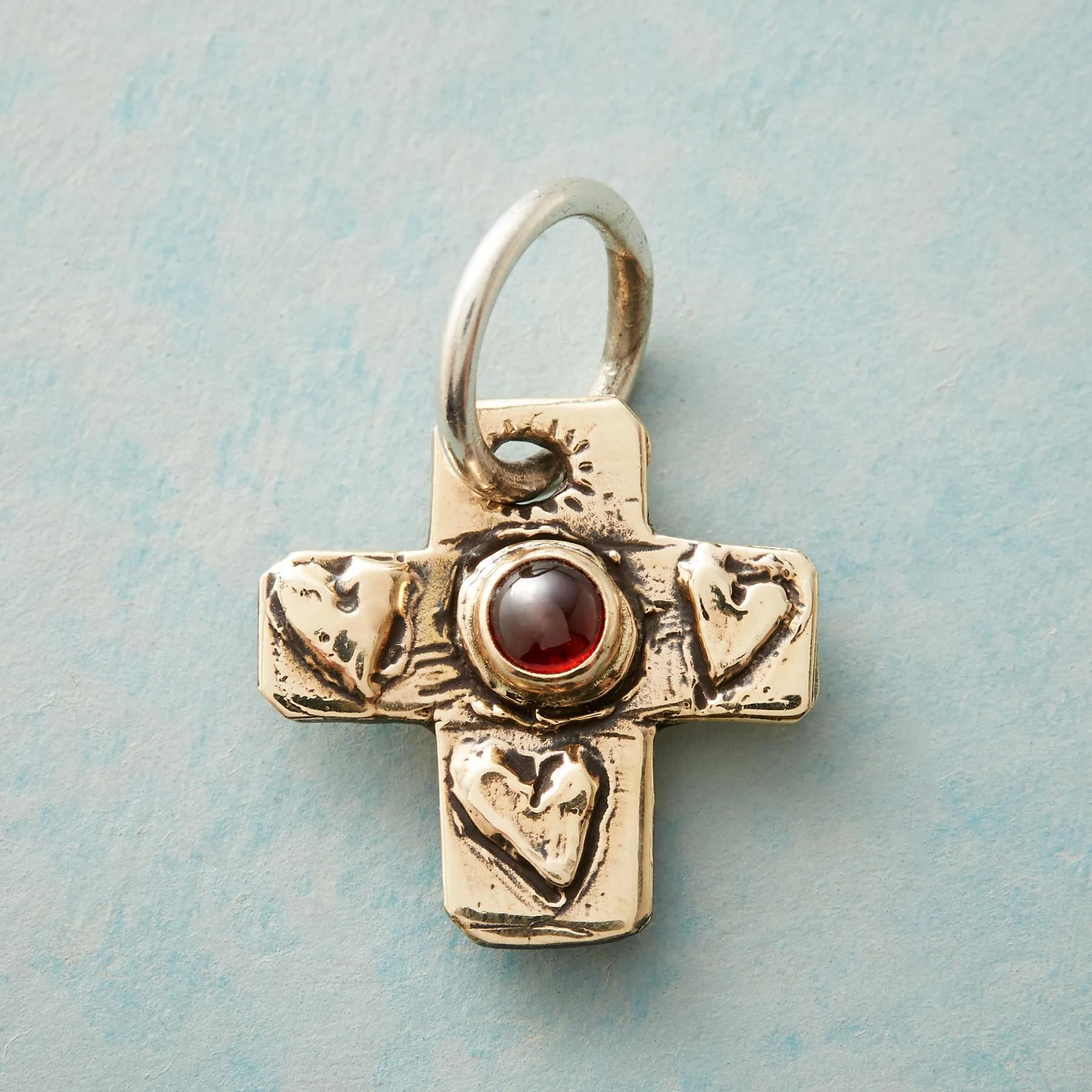 Gold Garnet Faith Charm