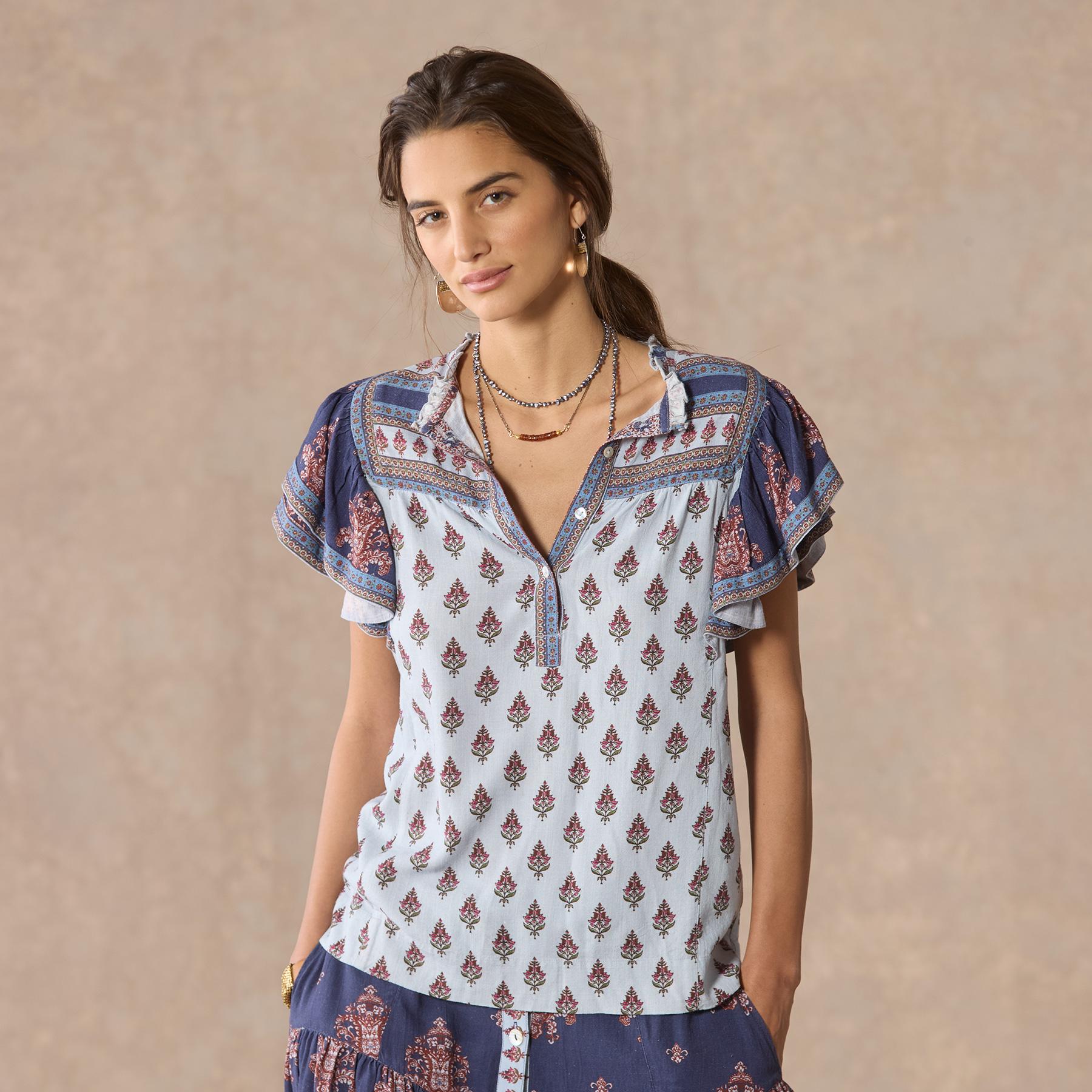 Folklore Ruffle Shirt, Petite