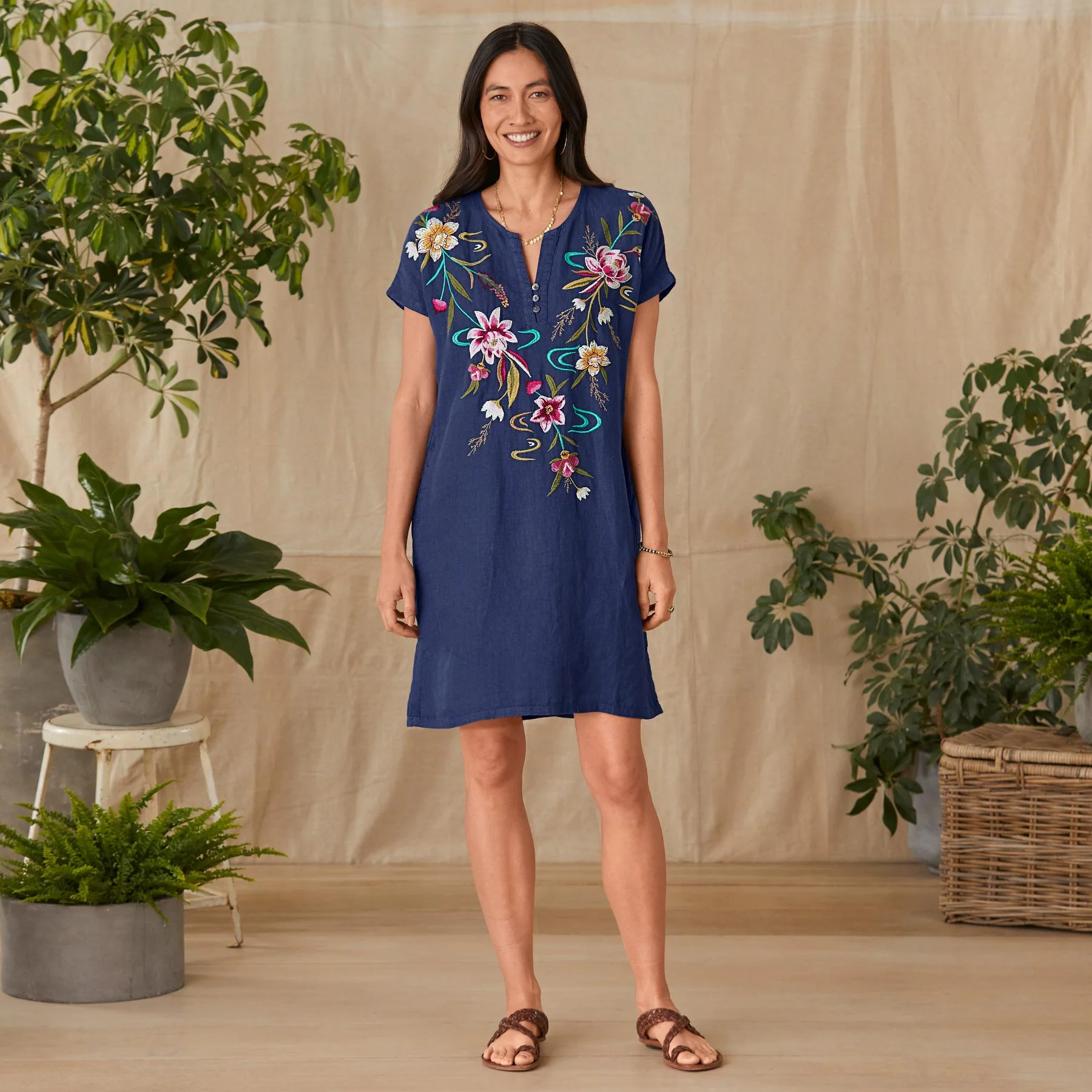 Easy Florals Tunic Dress, Petite