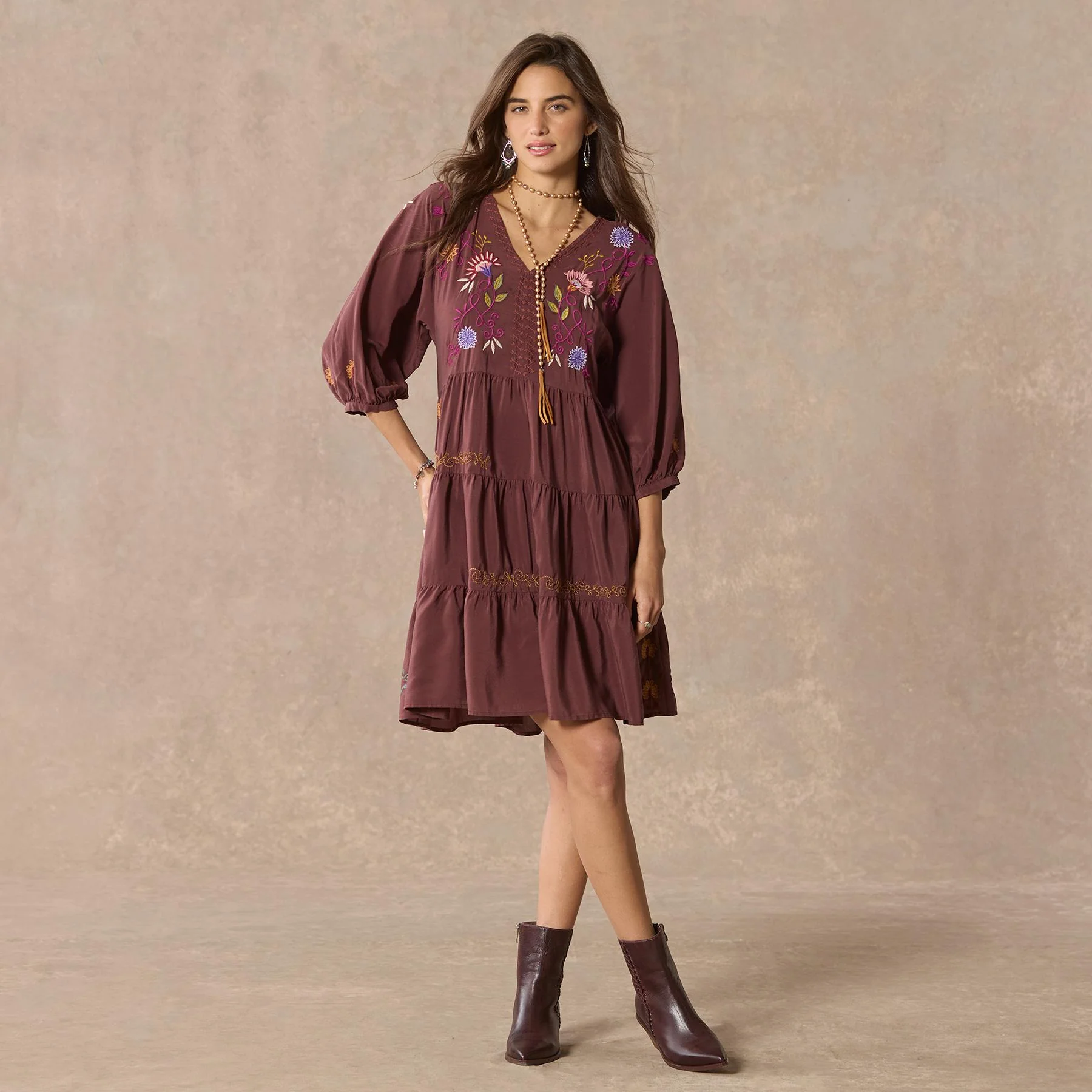 Toni Embroidered Dress, Petite