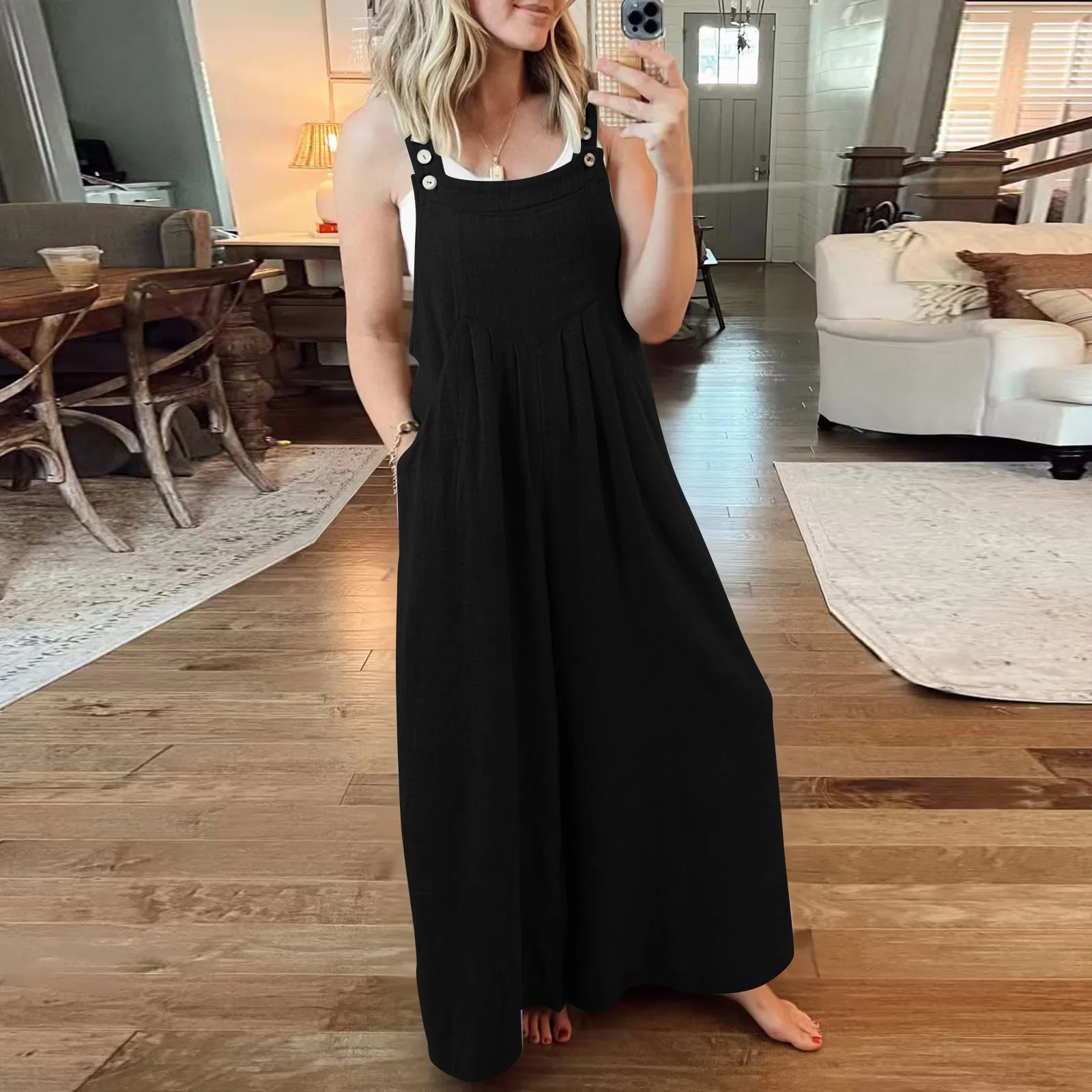 SUMMER SALEPLUS SIZE WIDE LEG OVERALLS JUMPSUIT