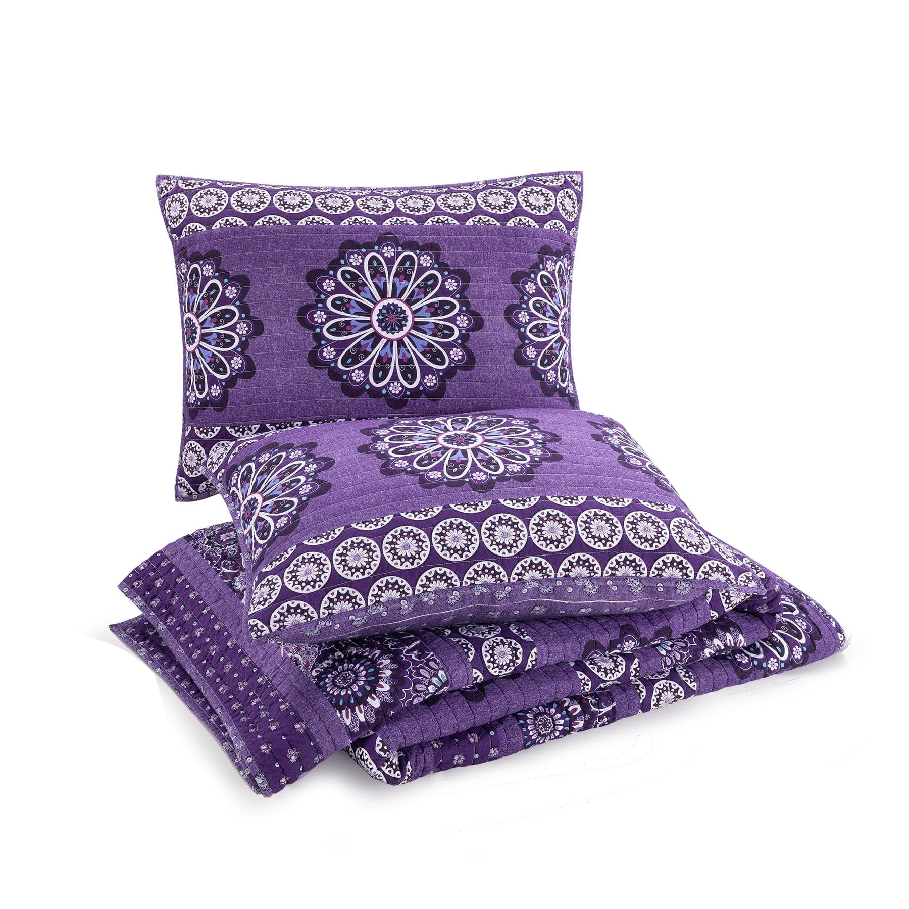 Tranquil Medallion Purple Quilt Set