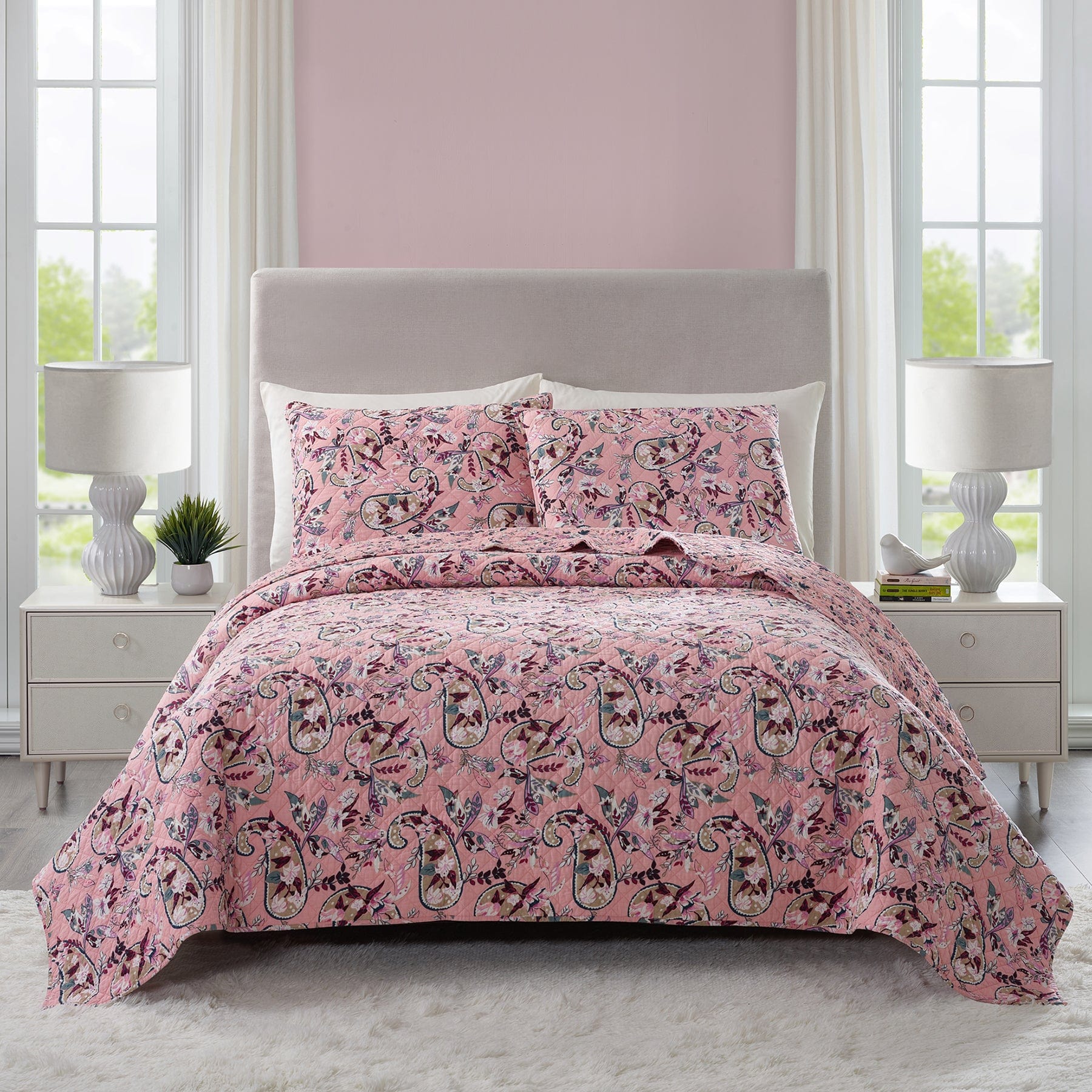 Botanical Paisley Pink Quilt Set