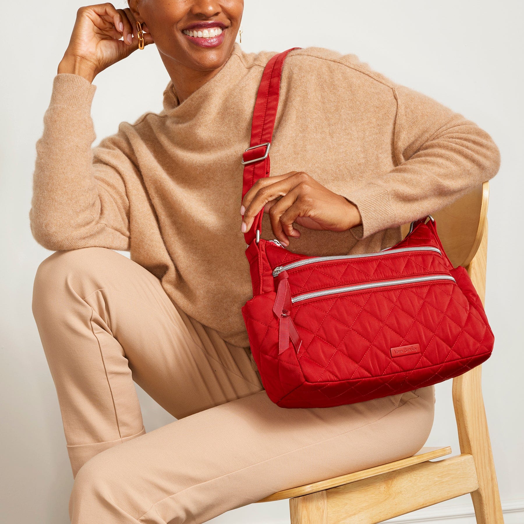 Triple Zip Shoulder Bag