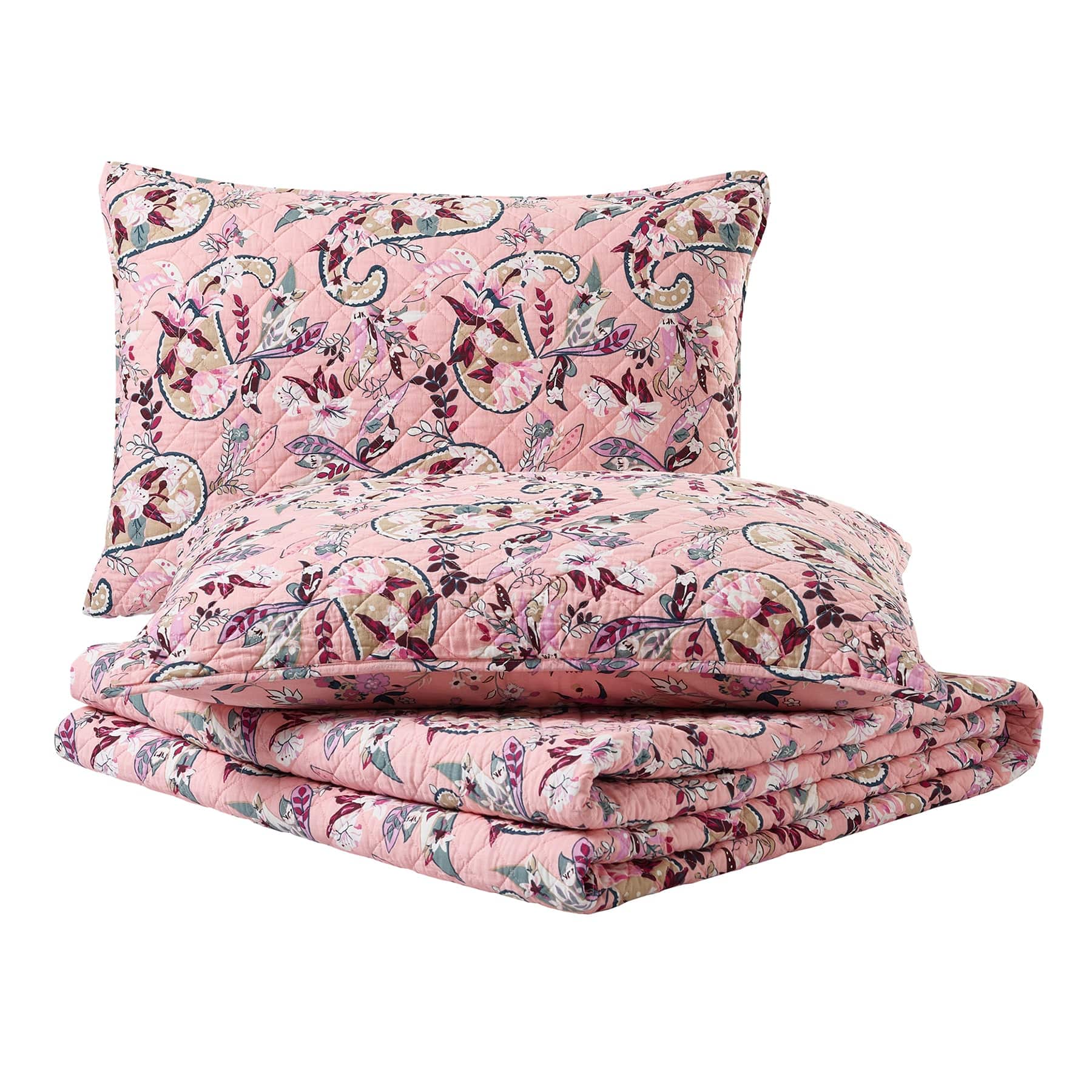 Botanical Paisley Pink Quilt Set