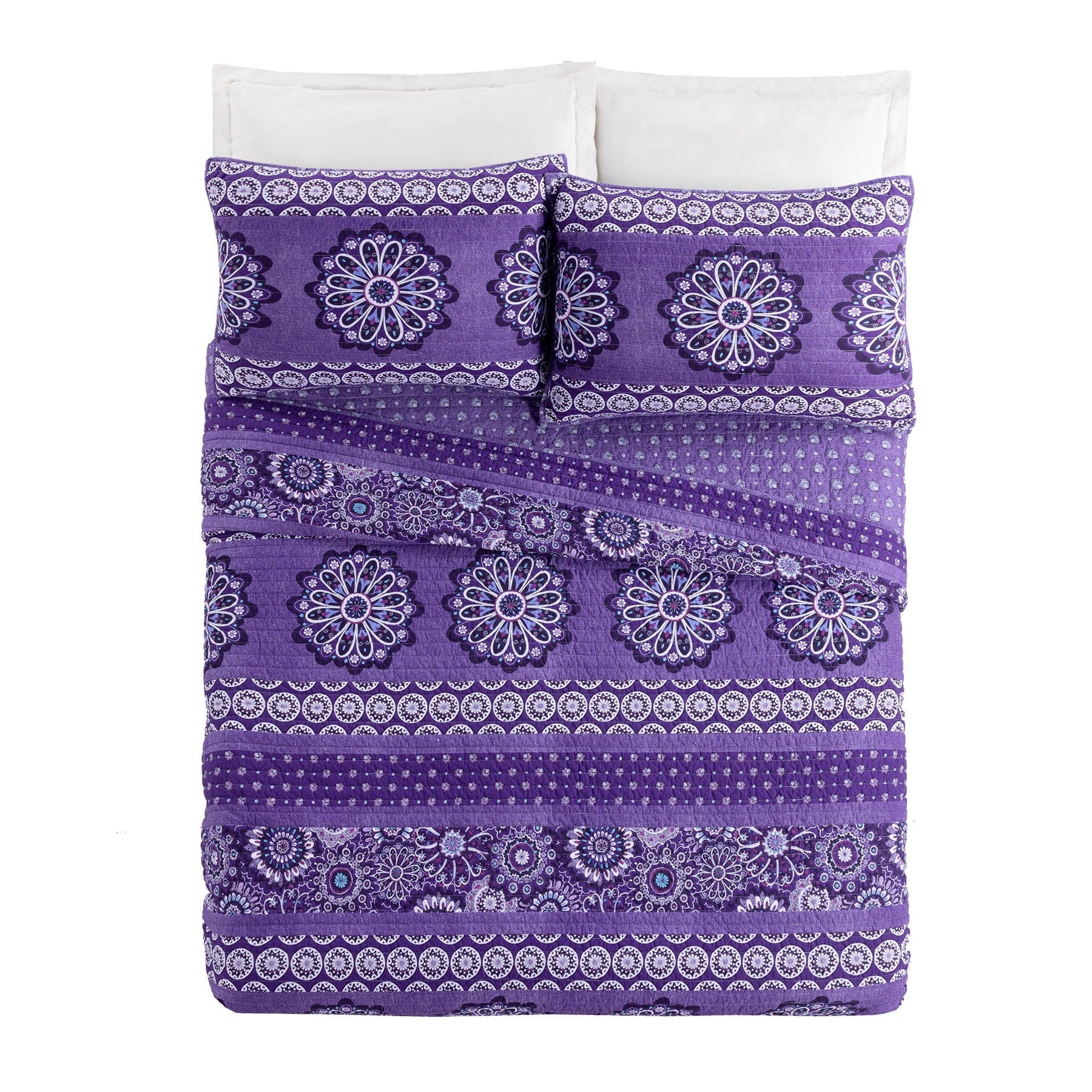 Tranquil Medallion Purple Quilt Set