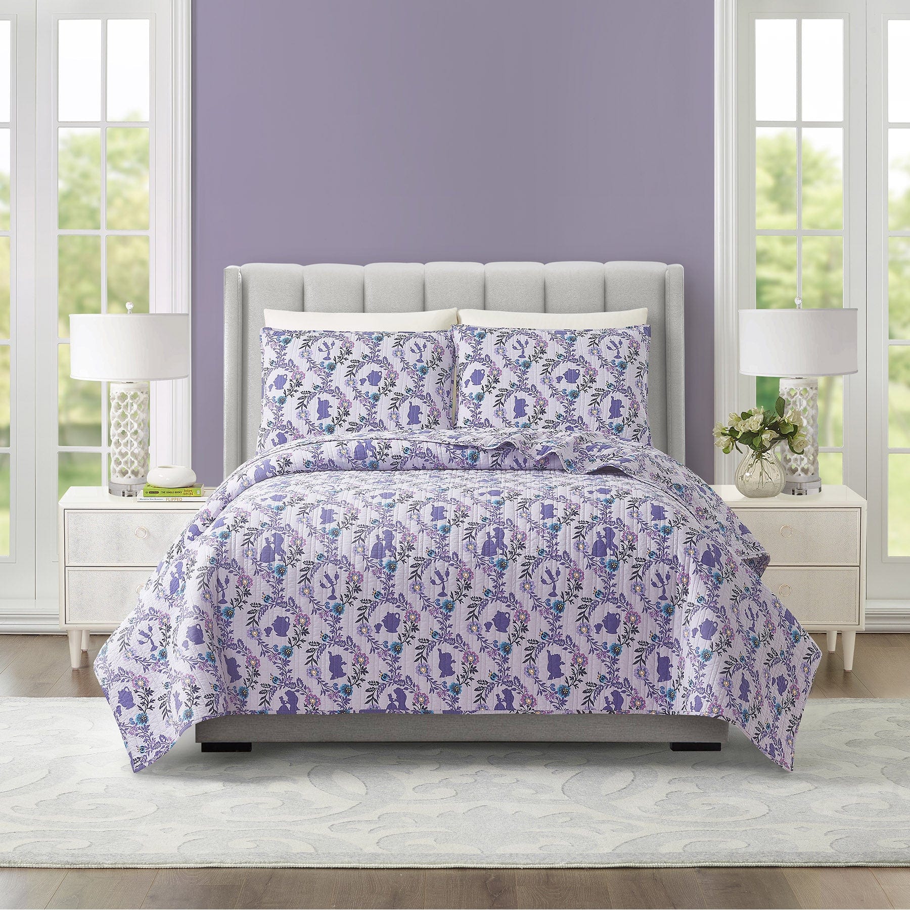 Belle Floral Cameos Quilt Set, Twin