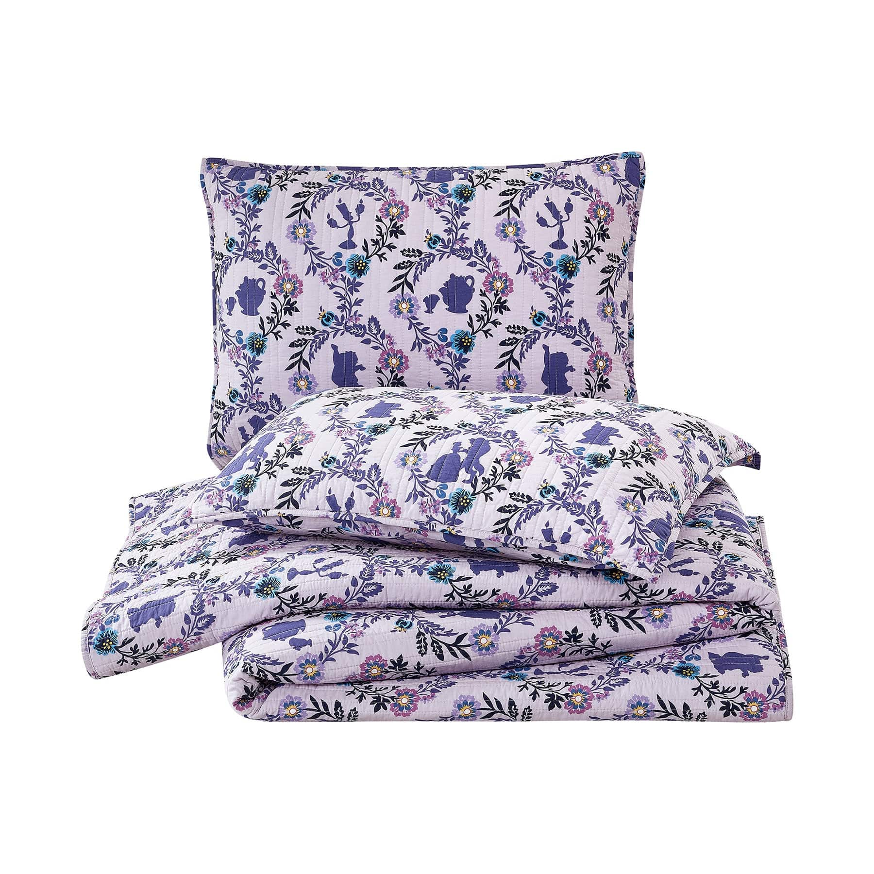 Belle Floral Cameos Quilt Set, Twin