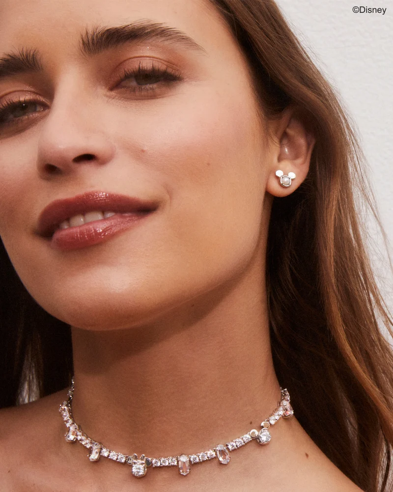 Disney | Kendra Scott Silver Mickey Mouse Stud Earrings in White Pearl