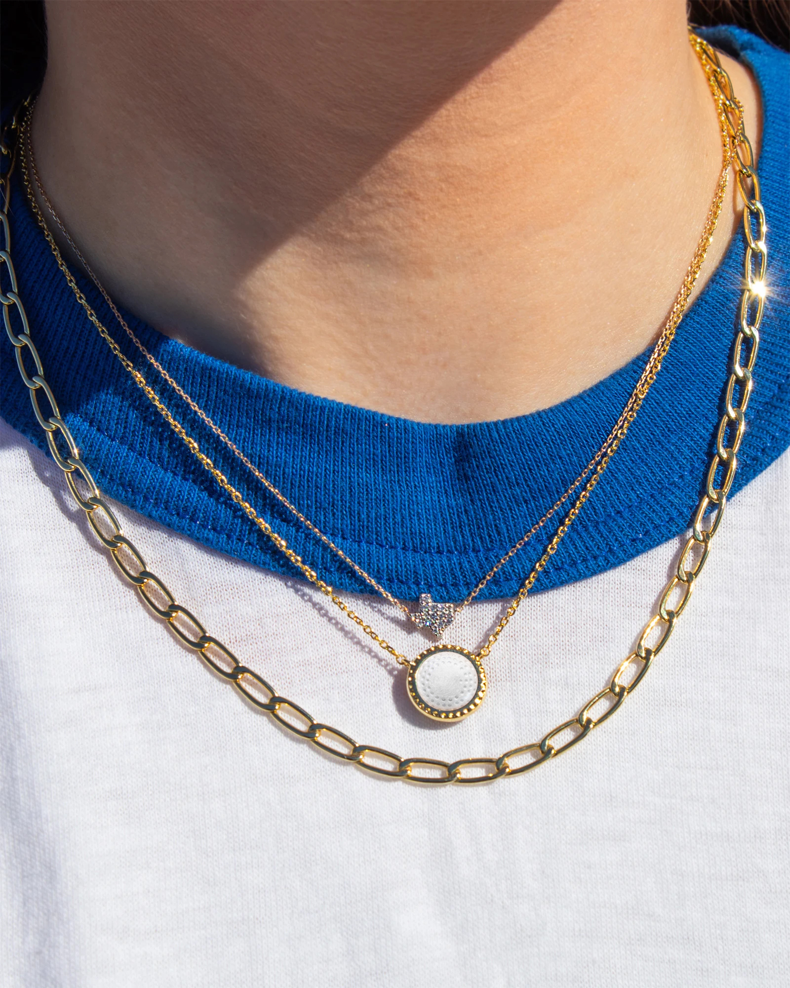 Hockey Gold Short Pendant Necklace in Ivory Mother-of-Pearl