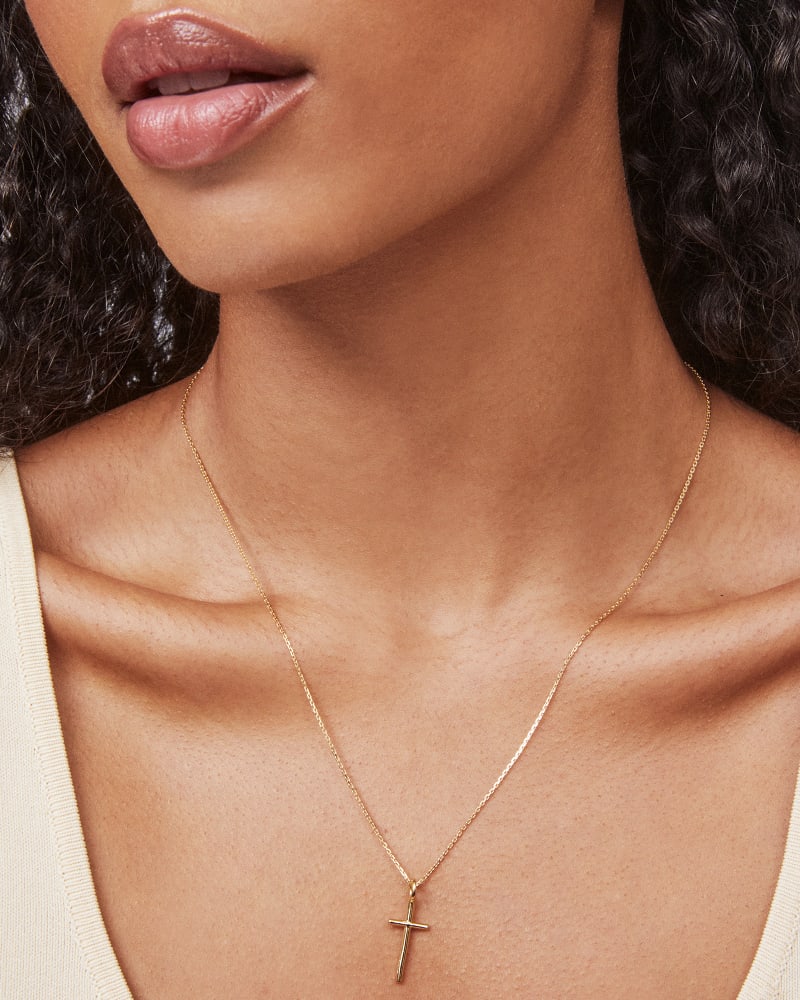 Cross Charm Pendant Necklace 18k Gold Vermeil