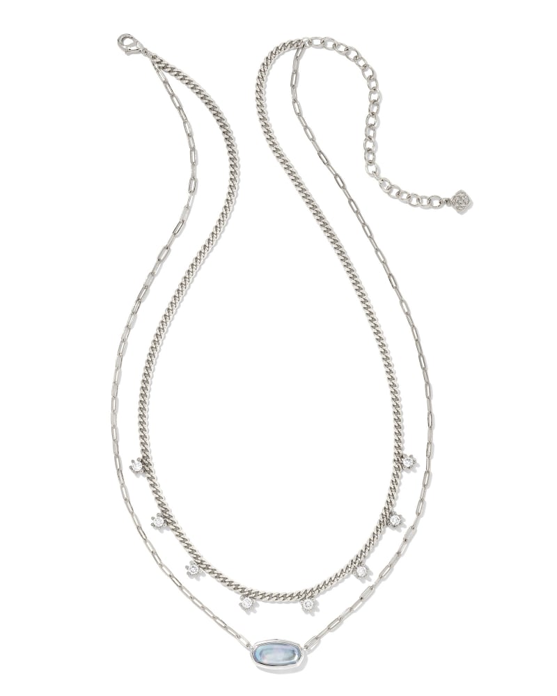 Framed Elisa Silver Multi Strand Necklace in Light Sky Blue Illusion