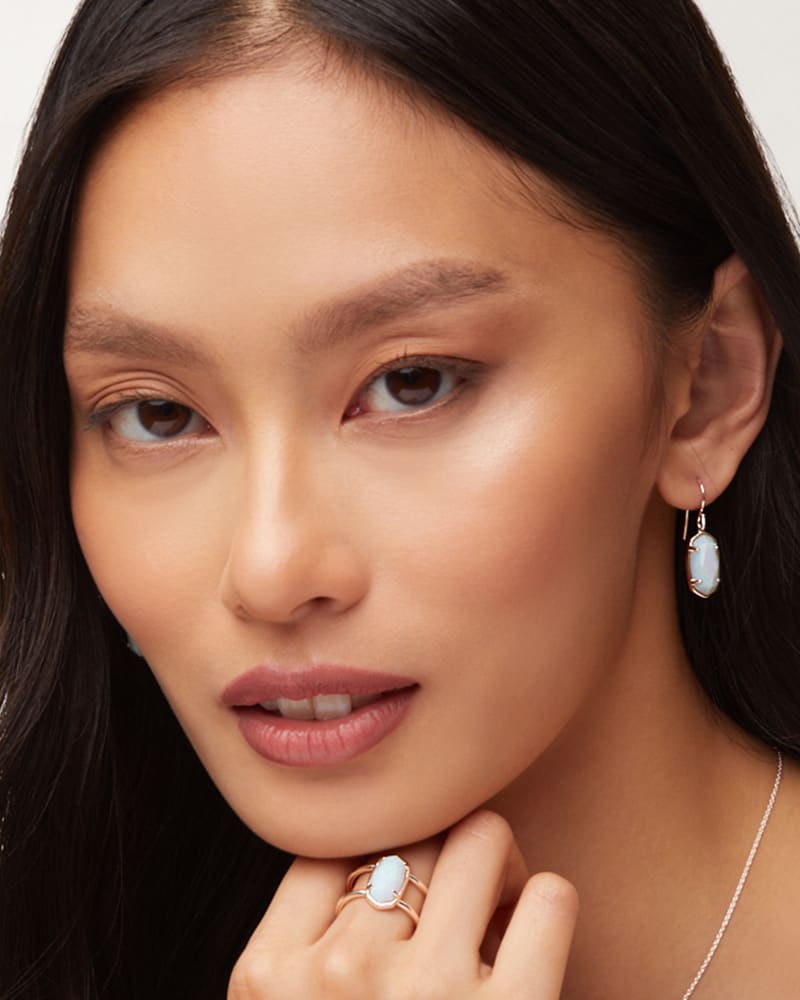 Elyse Sterling Silver Double Band Ring in White Sterling Opal