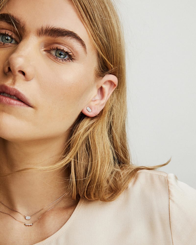 Marisa Stud Earrings in White Diamond and 14k White Gold