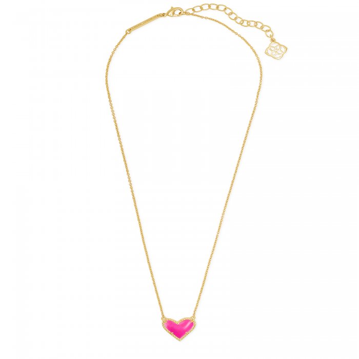 Ari Heart Gold Pendant Necklace in Magenta Magnesite