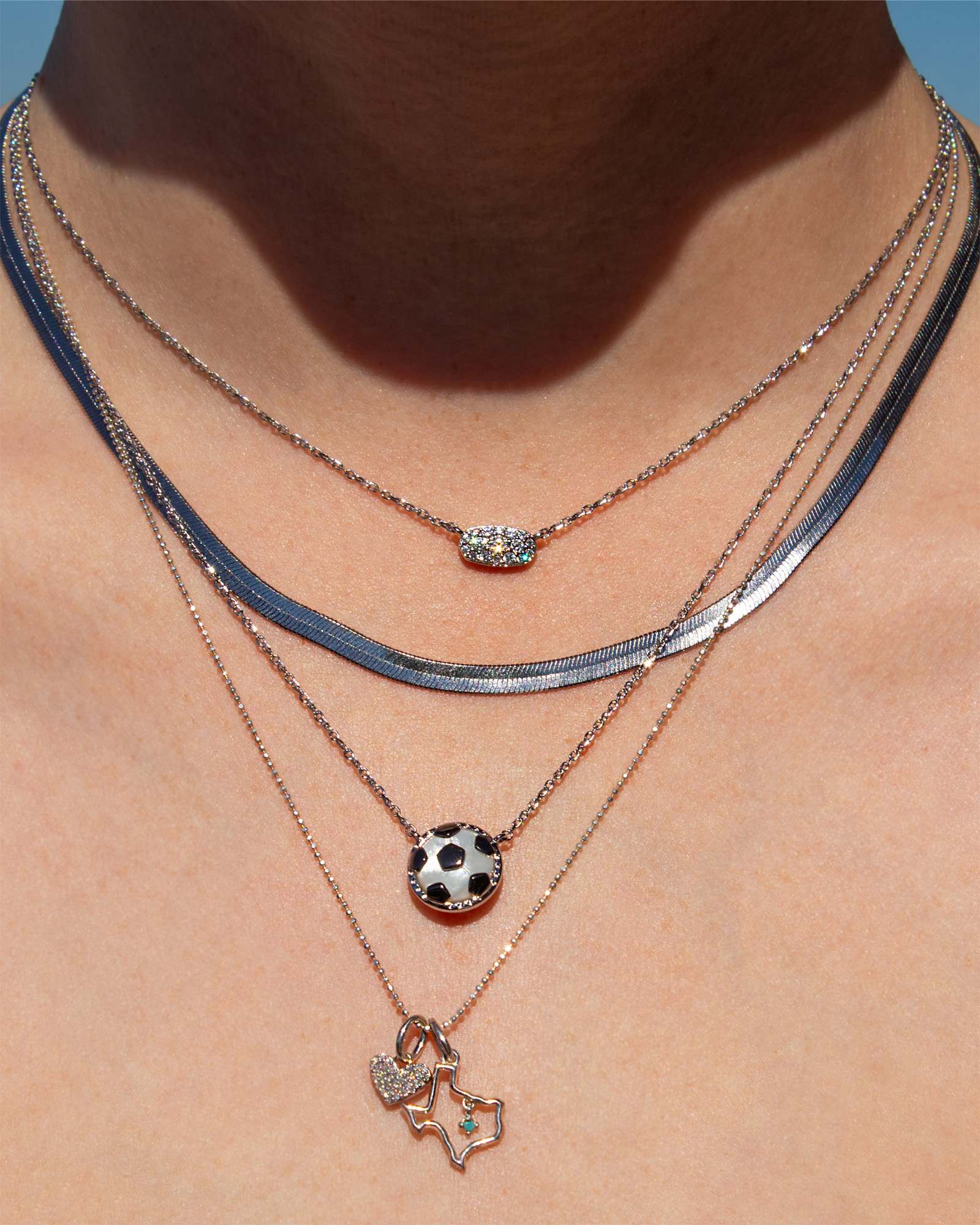 Soccer Gold Short Pendant Necklace in Ivory Mother-of-Pearl
