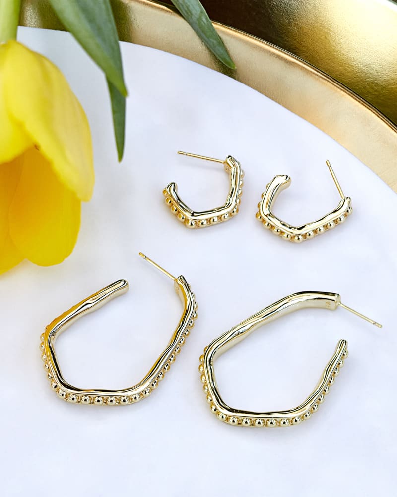 Lonnie Beaded Hoop Earrings in Gold