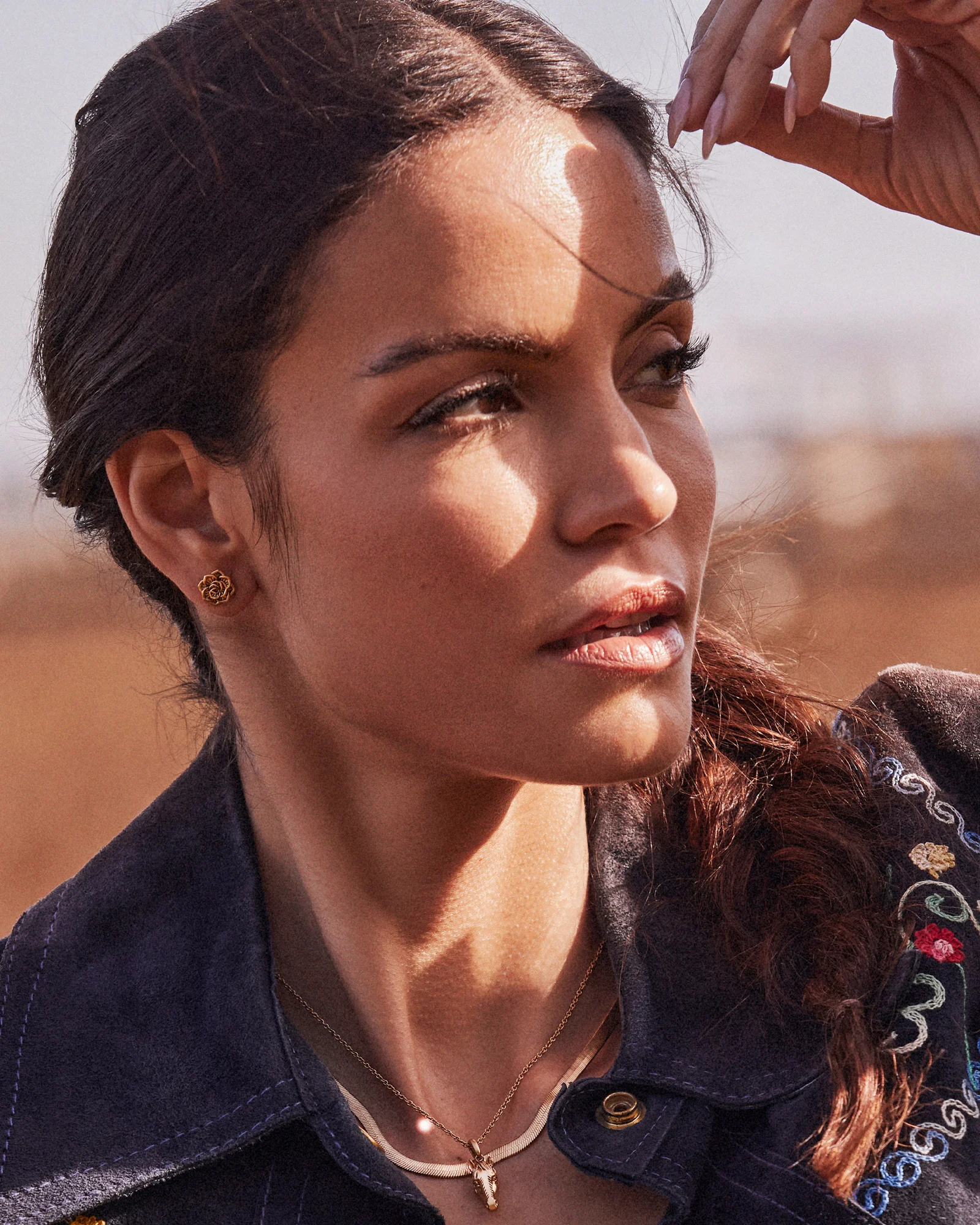 Ansel Rose Stud Earrings in Vintage Gold