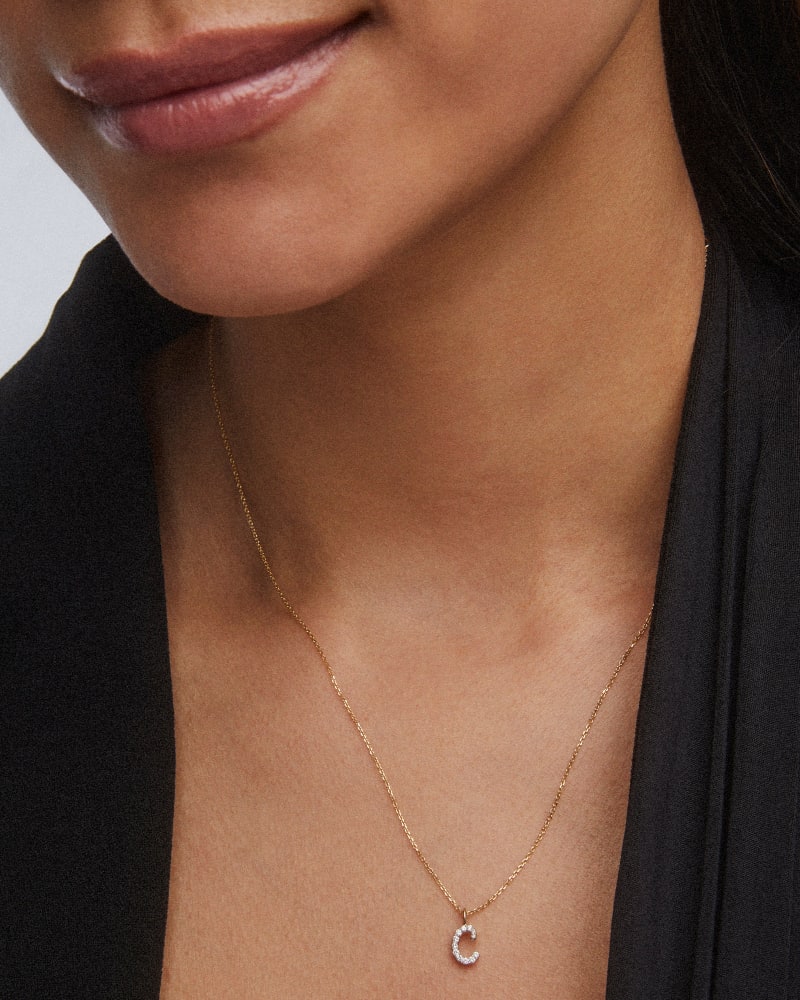 Diamond Letter C Pendant Necklace in 14k Yellow Gold