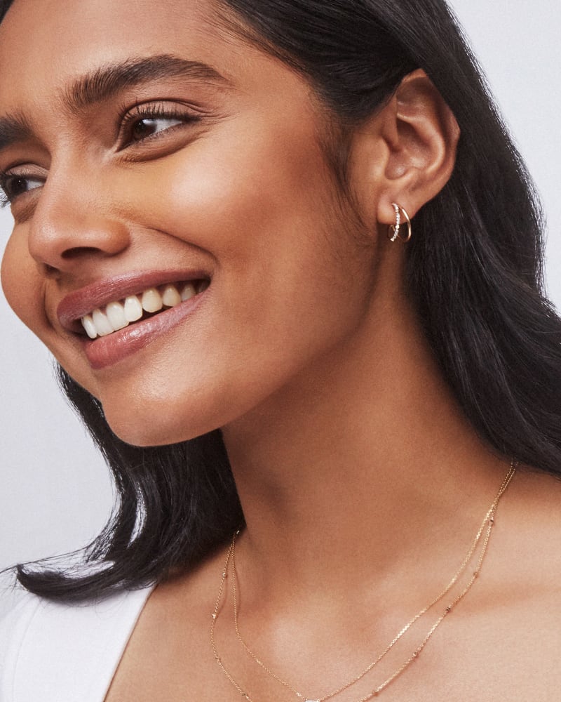 Astrid 14k Yellow Gold Split Hoop Earrings in White Diamond