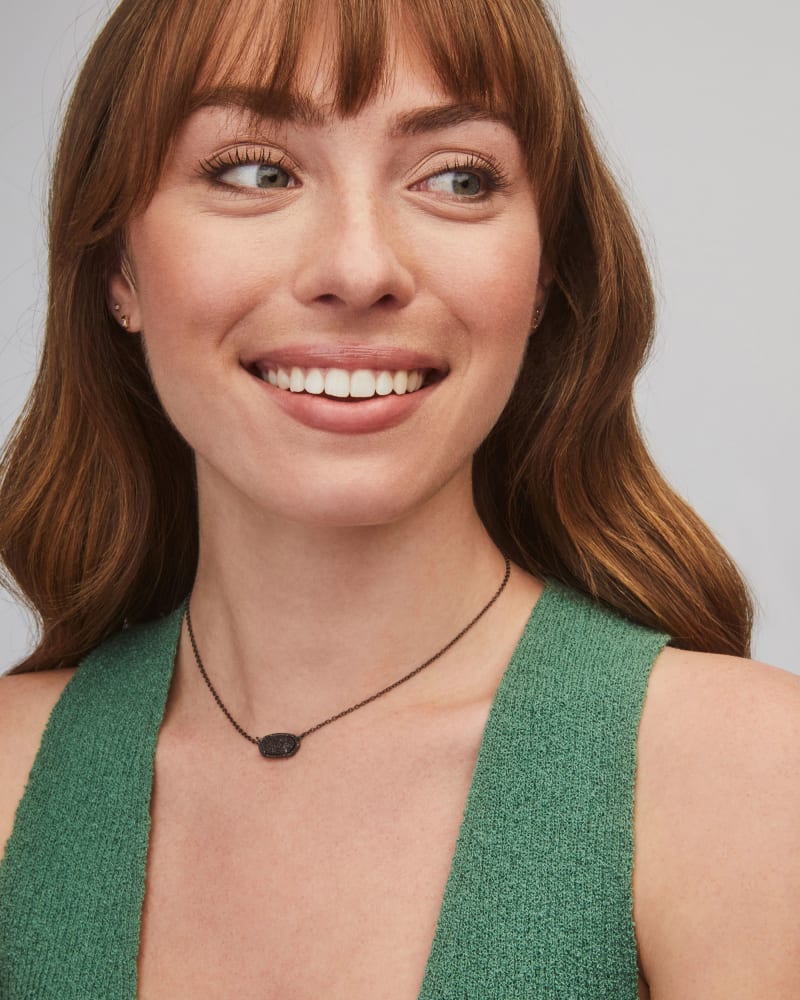 Elisa Pendant Necklace in Black Drusy