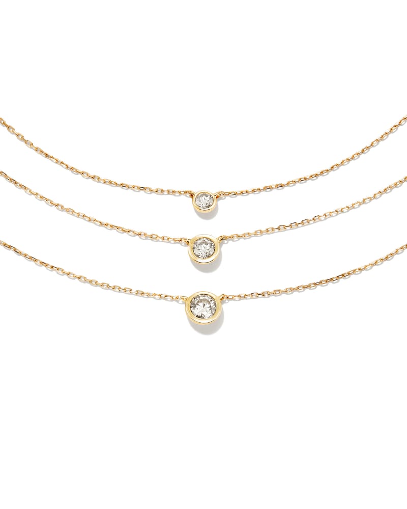 Audrey 14k Yellow Gold Pendant Necklace in White Diamond, .15ct