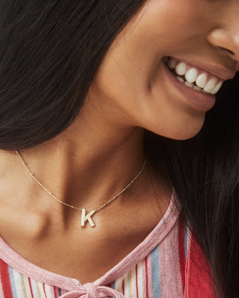 Letter K Pendant Necklace in Gold