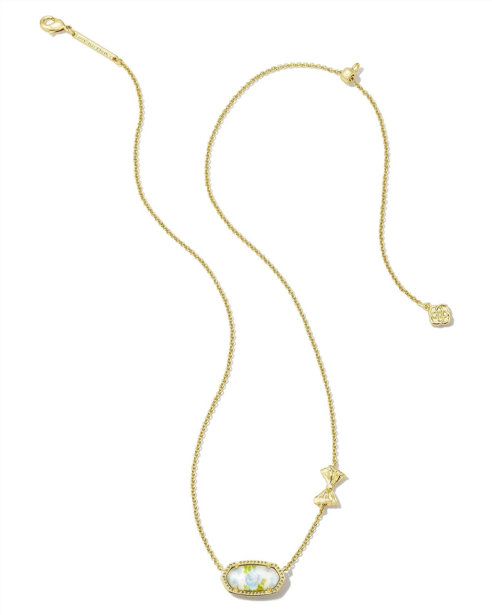 Kendra Scott x LoveShackFancy Gold Elisa Necklace in Marie Pink Blooming Heirloom Illusion
