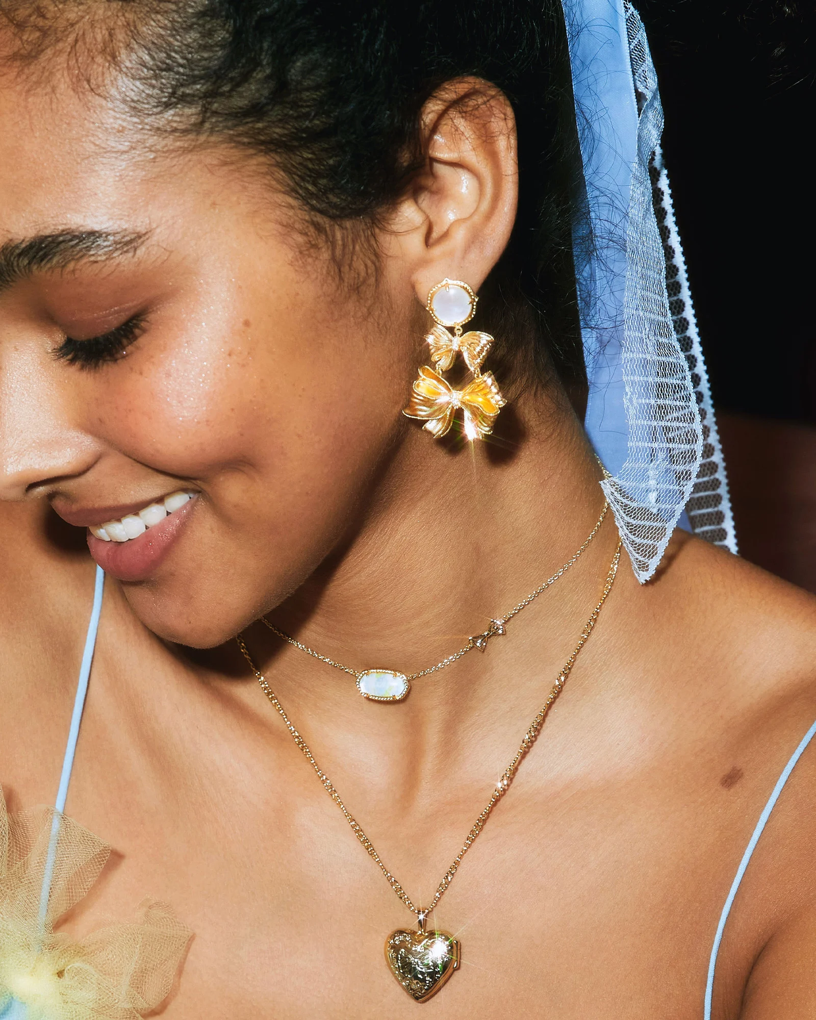 Kendra Scott x LoveShackFancy Gold Elisa Necklace in Marie Pink Blooming Heirloom Illusion