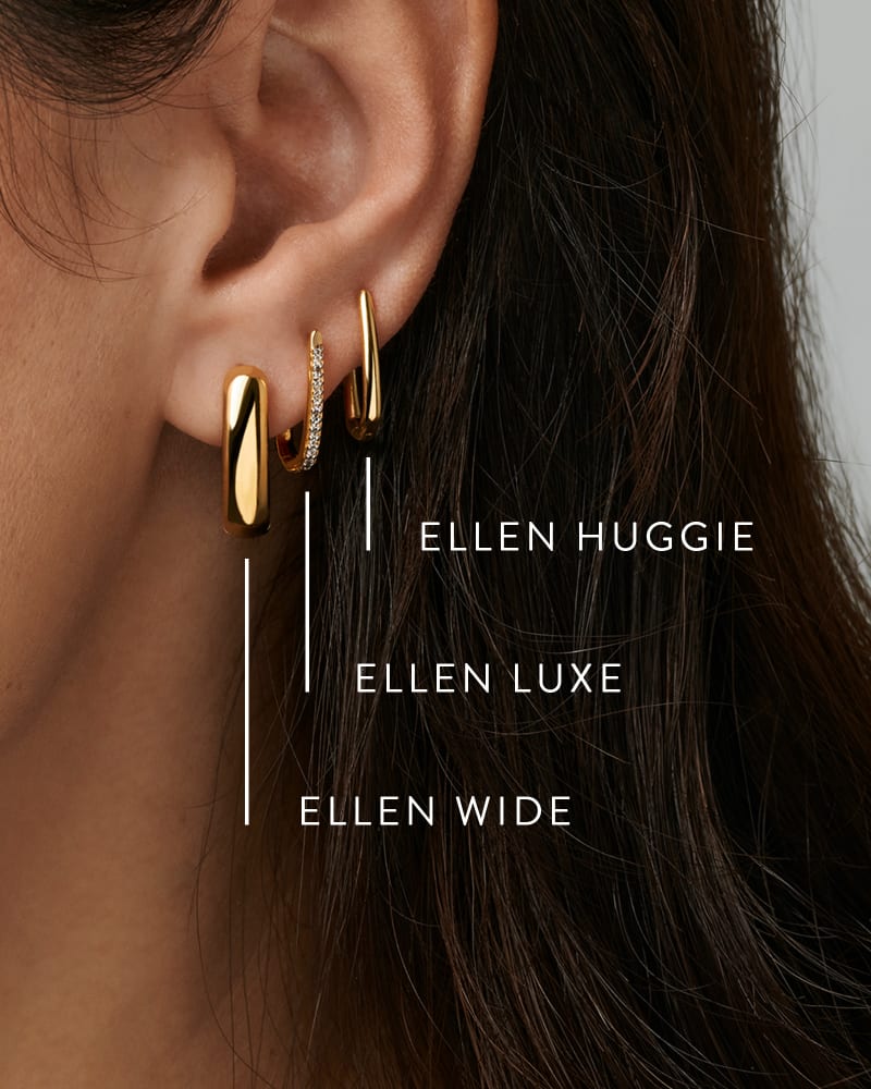 Ellen Wide Huggie Earrings in 18k Gold Vermeil