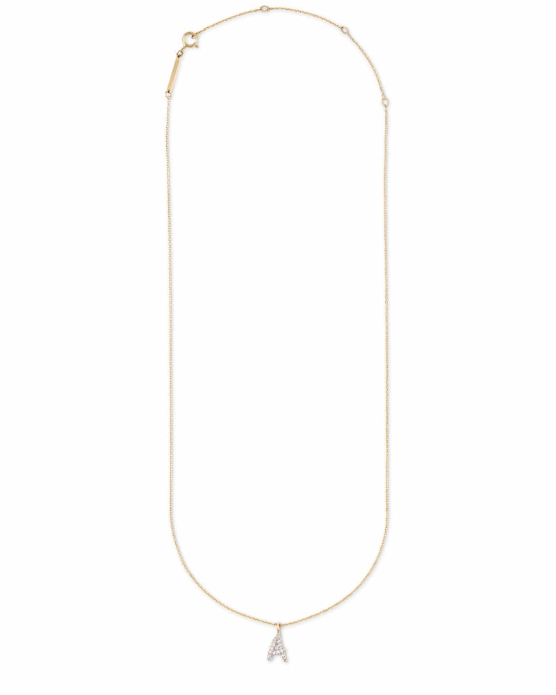 Diamond Letter A Pendant Necklace in 14k Yellow Gold