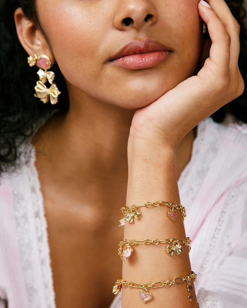Kendra Scott x LoveShackFancy Gold Charm Bracelet in Pink Mix