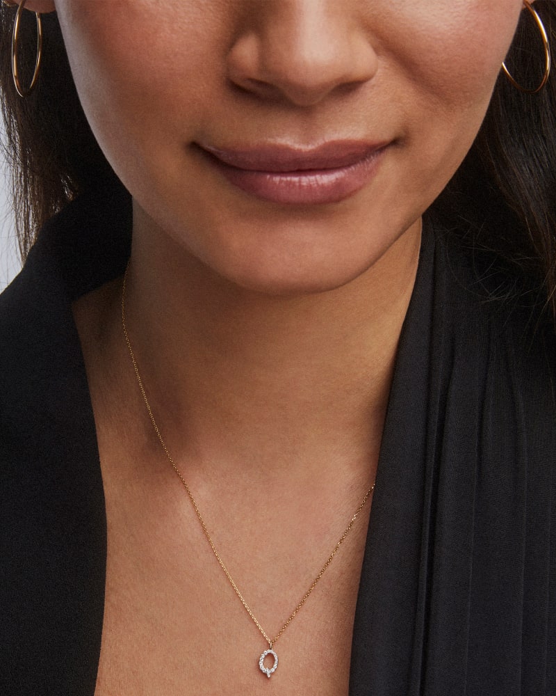 Diamond Letter Q Pendant Necklace in 14k Yellow Gold