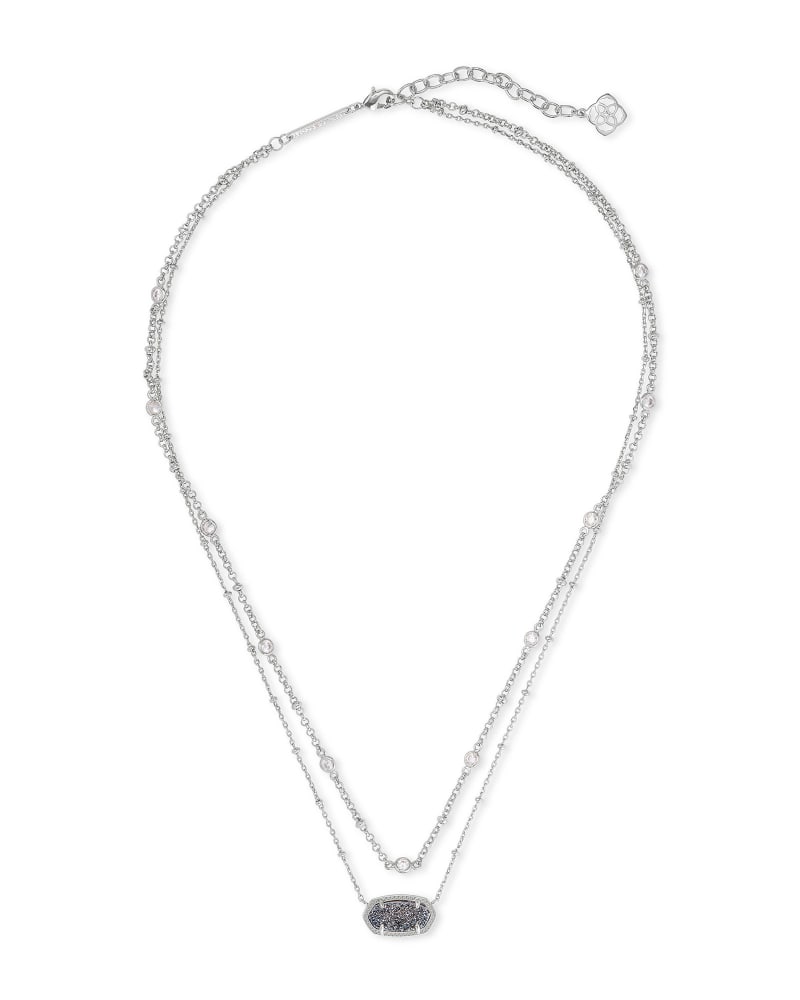 Elisa Silver Multi Strand Necklace in Platinum Drusy