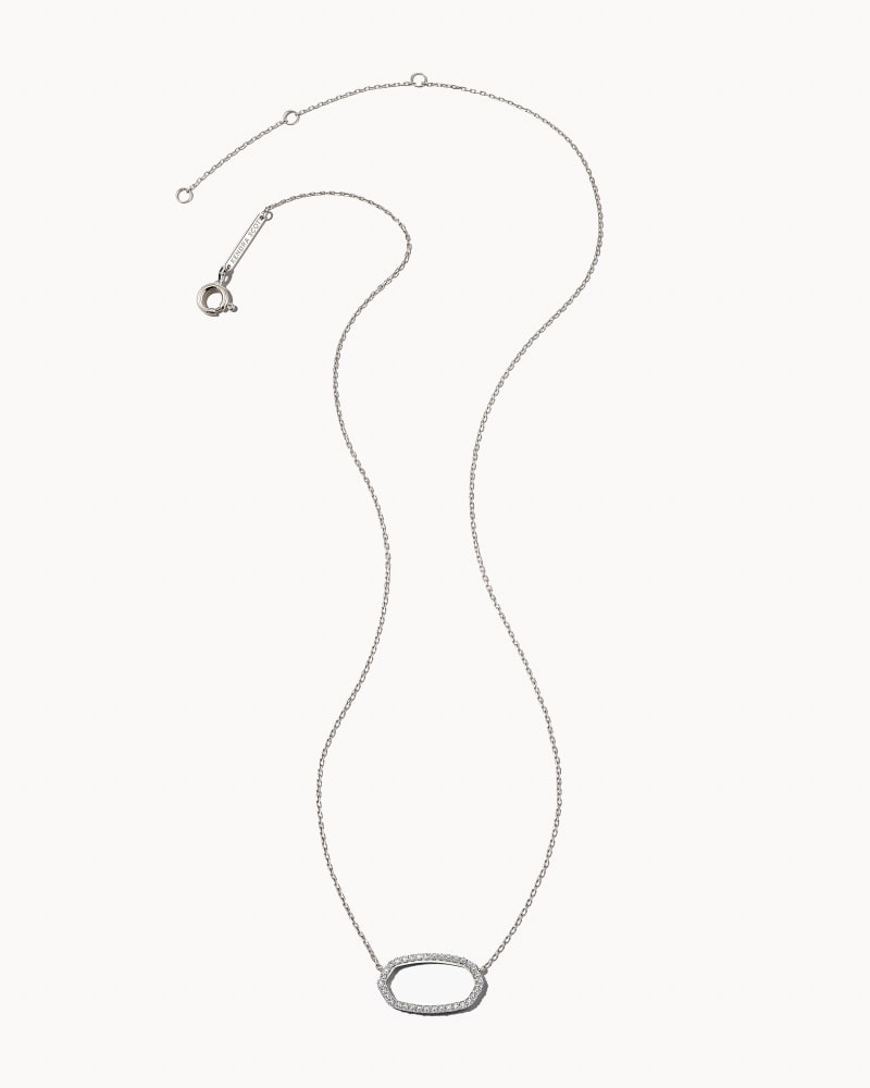 Elisa 14k White Gold Open Frame Pendant Necklace in White Diamond