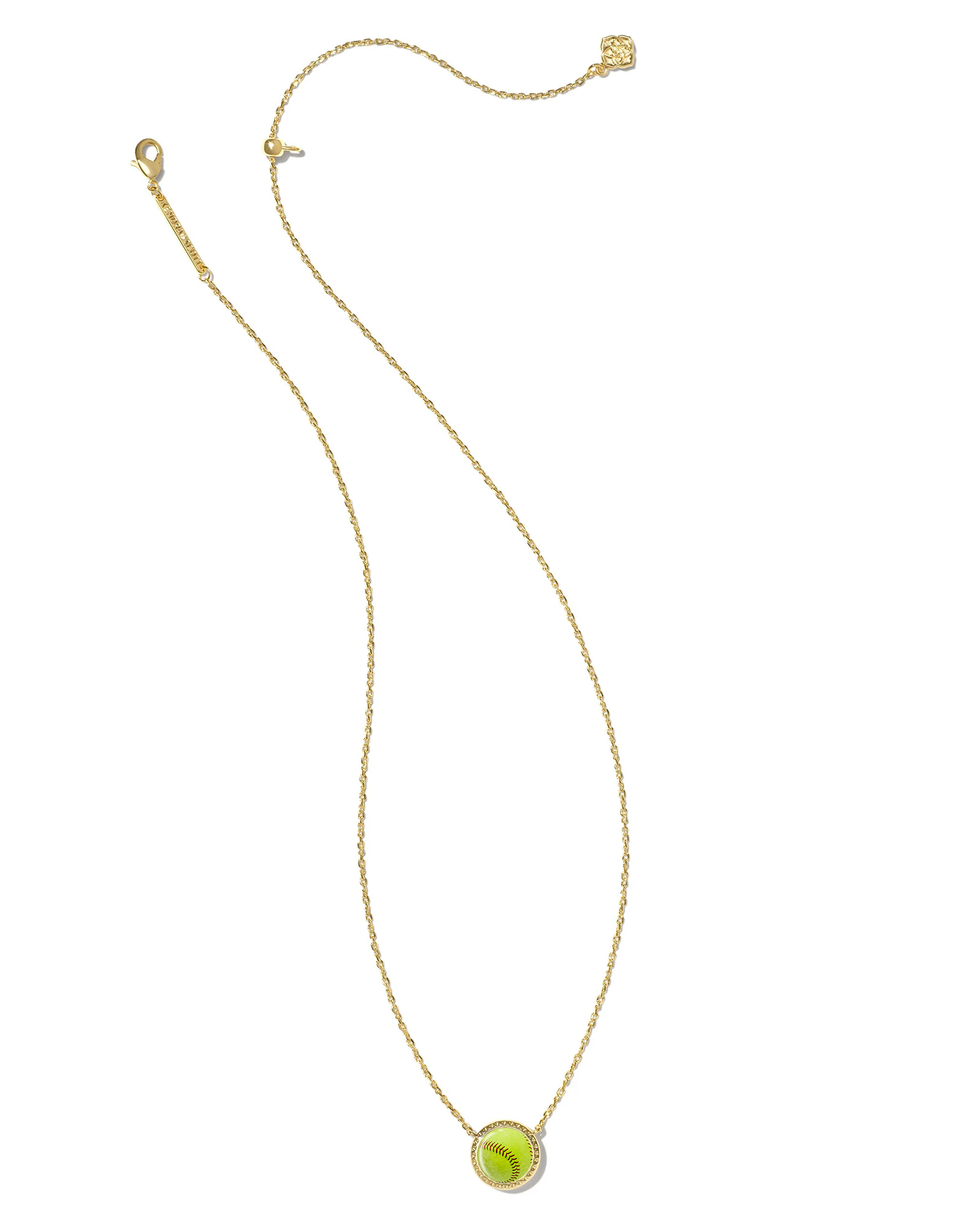 Softball Gold Short Pendant Necklace in Ivory Mother-of-Pearl