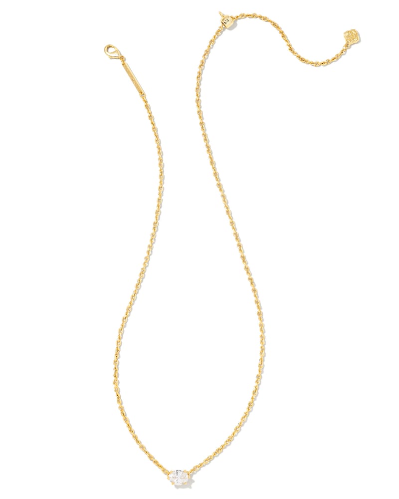 Cailin Gold Pendant Necklace in White Crystal