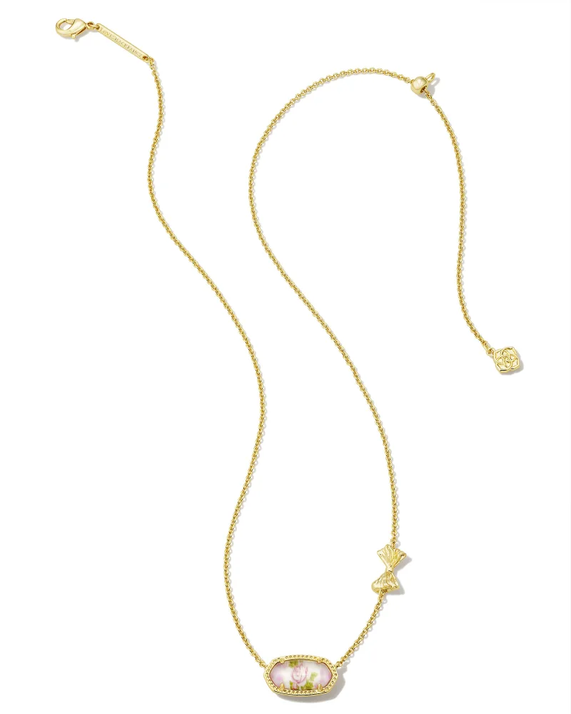 Kendra Scott x LoveShackFancy Gold Elisa Necklace in Marie Pink Blooming Heirloom Illusion