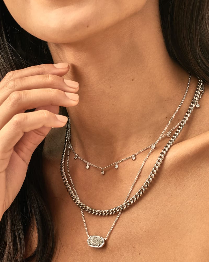 Elisa Necklace Layering Set in Platinum Drusy