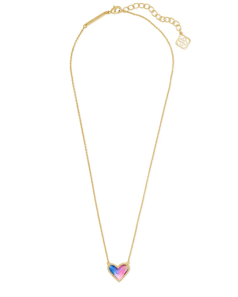 Ari Heart Gold Pendant Necklace in Watercolor Illusion